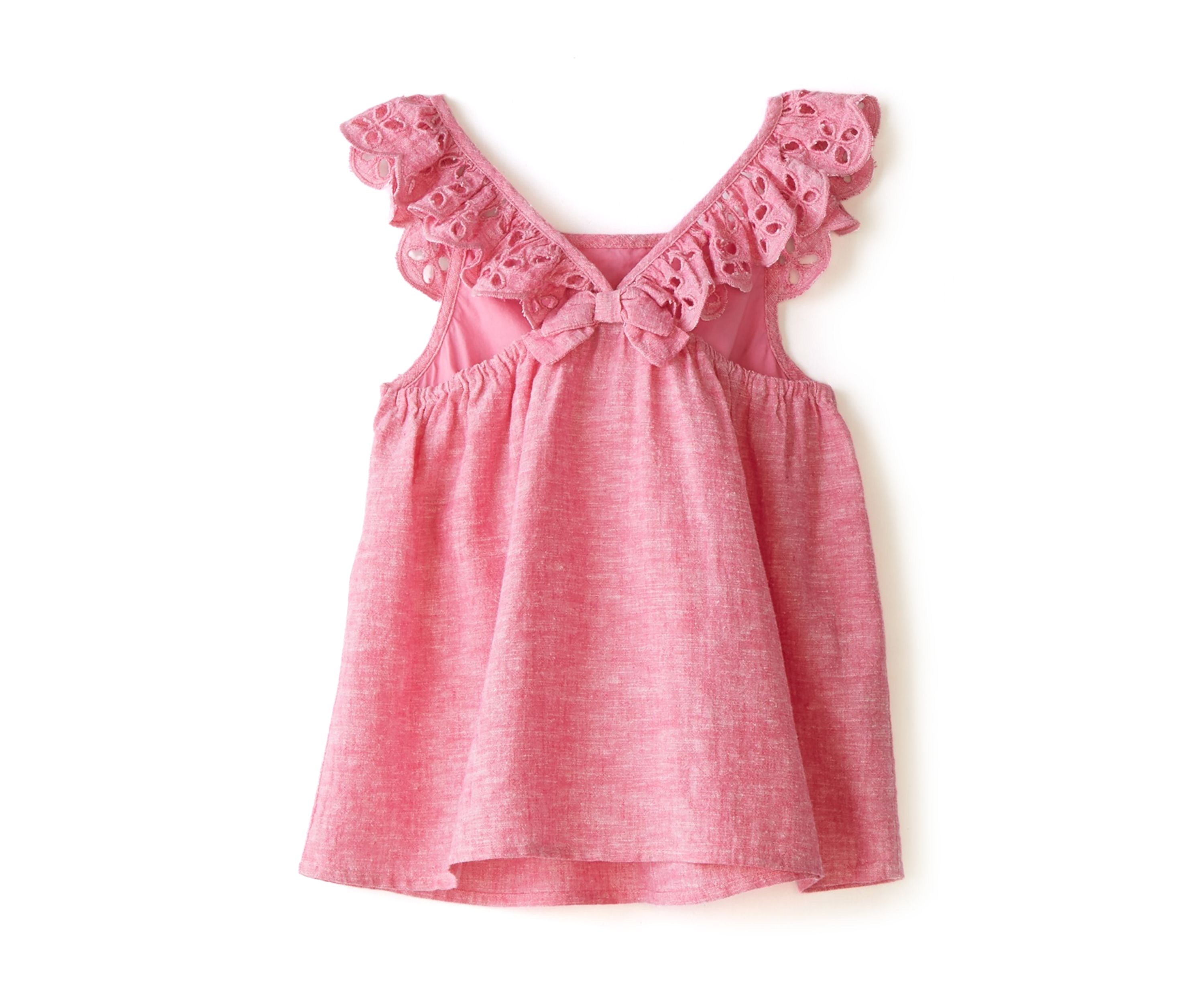 Girls 4-6x Linen Eyelet Flutter Tank Top 