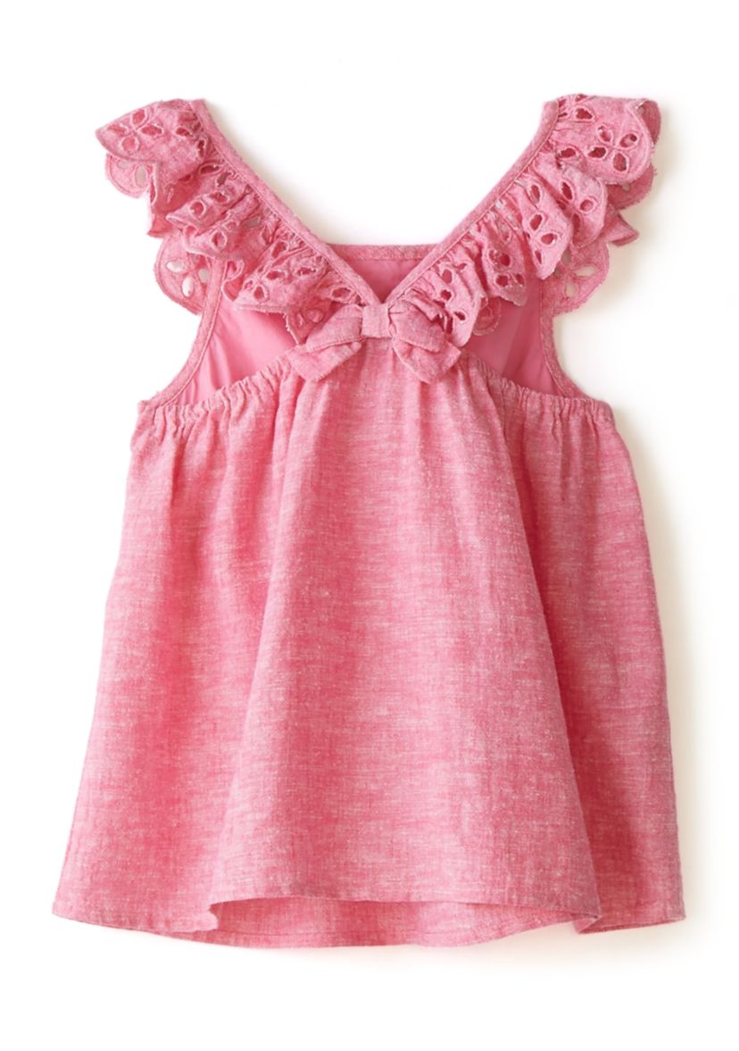 Girls 4-6x Linen Eyelet Flutter Tank Top 