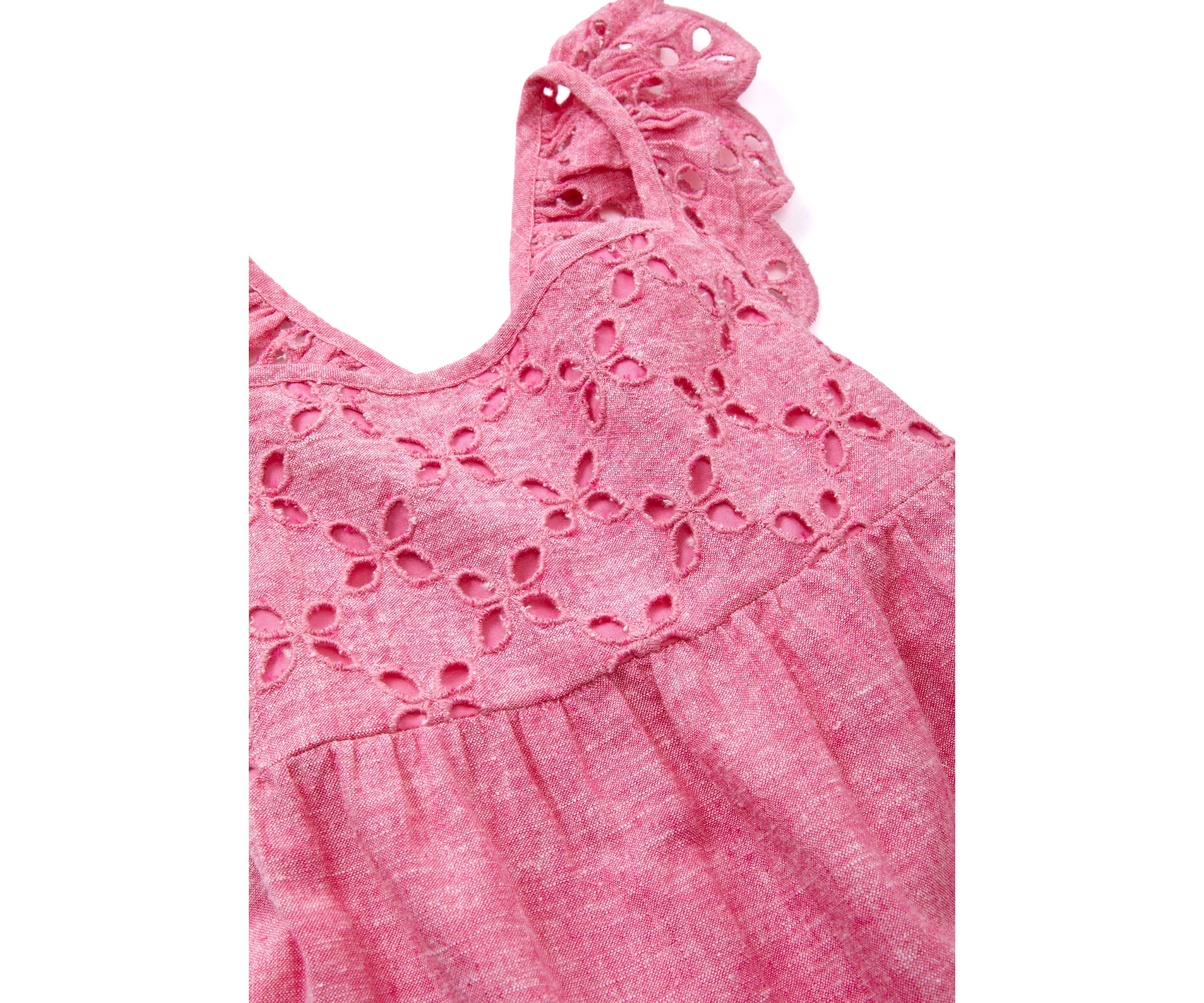 Girls 4-6x Linen Eyelet Flutter Tank Top 