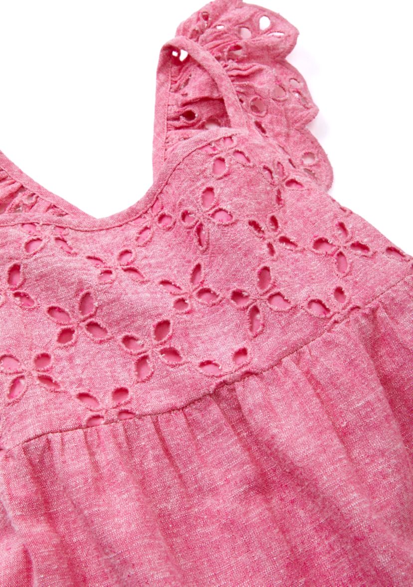 Girls 4-6x Linen Eyelet Flutter Tank Top 