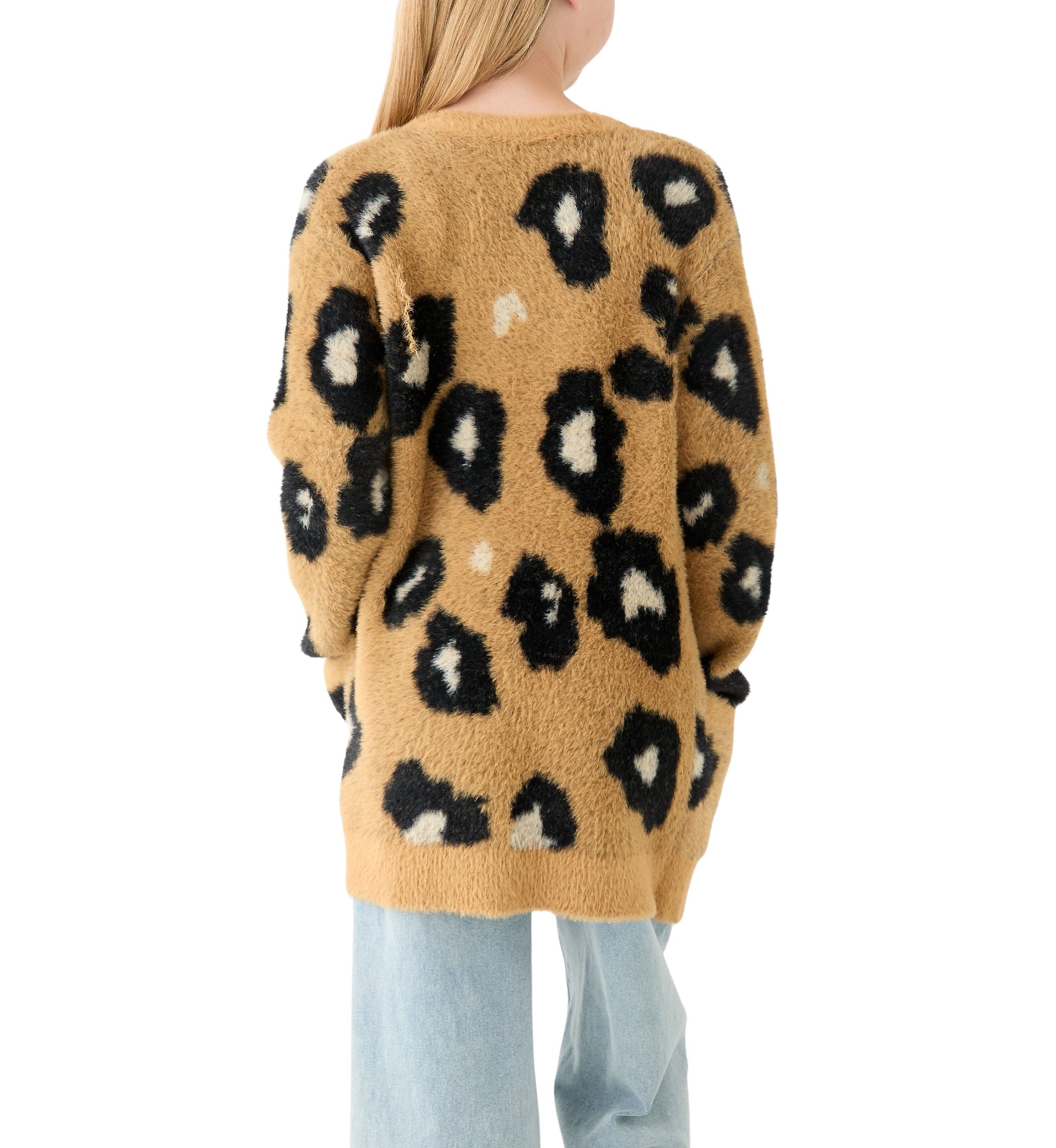 Girls 7-16 Animal Print Long Cardigan