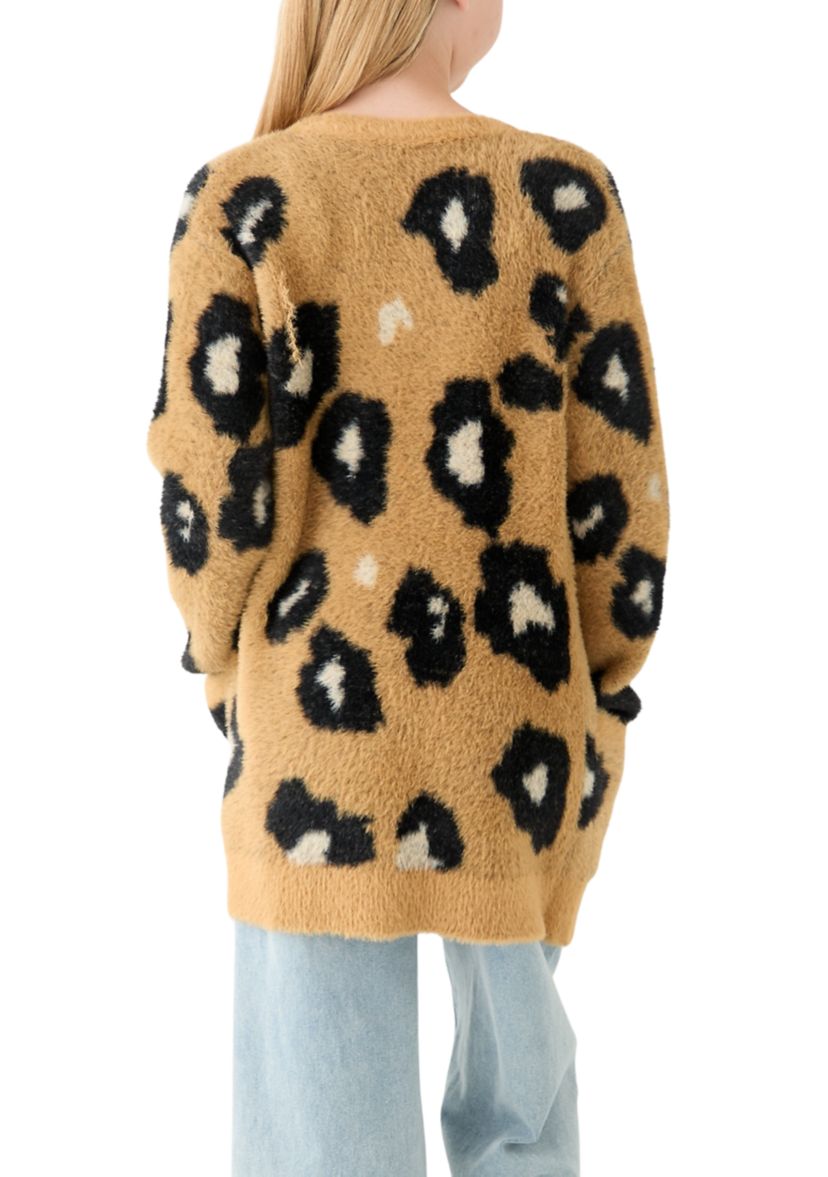 Girls 7-16 Animal Print Long Cardigan