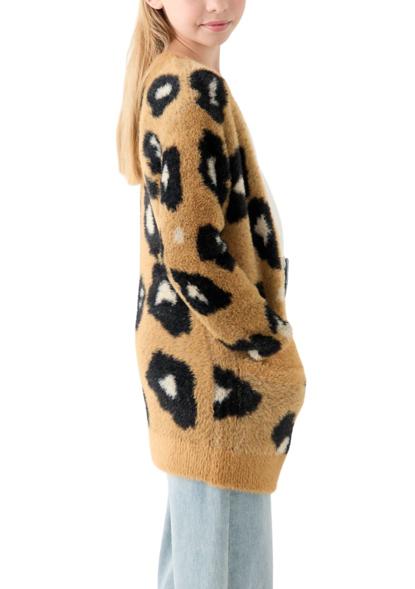 Girls 7-16 Animal Print Long Cardigan