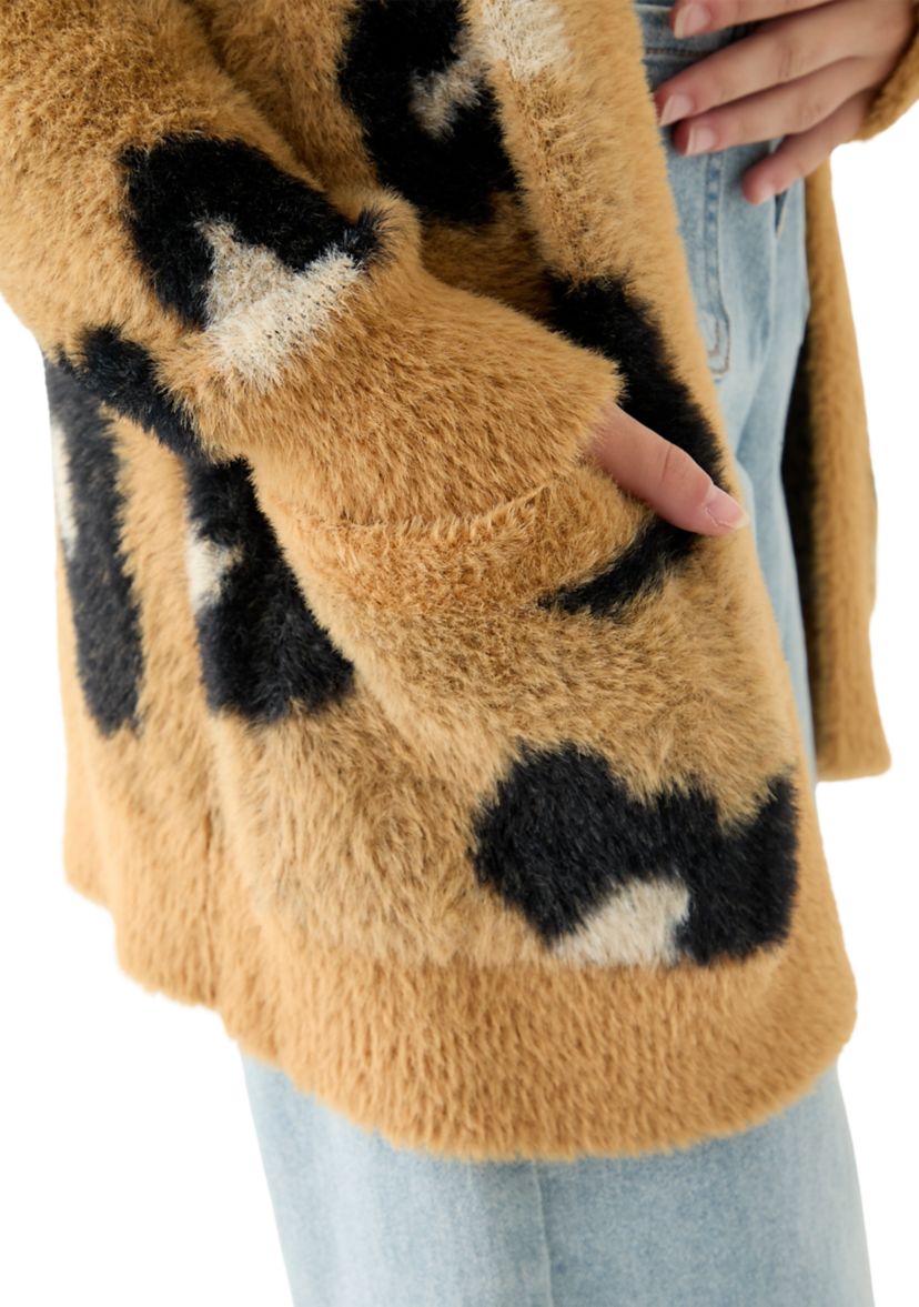 Girls 7-16 Animal Print Long Cardigan