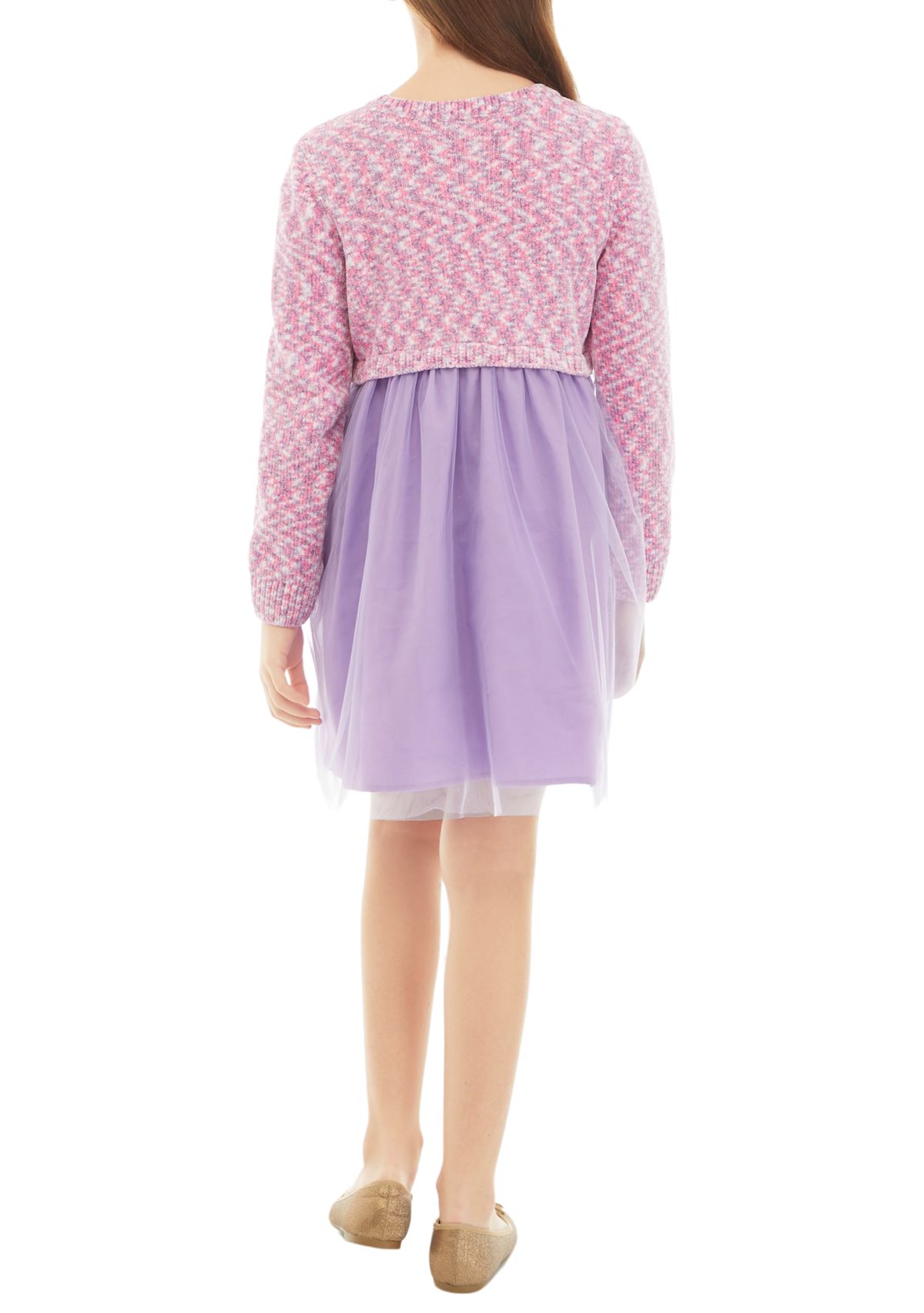 Girls 7-16 2Fer Sweater Dress with Tulle Skirt