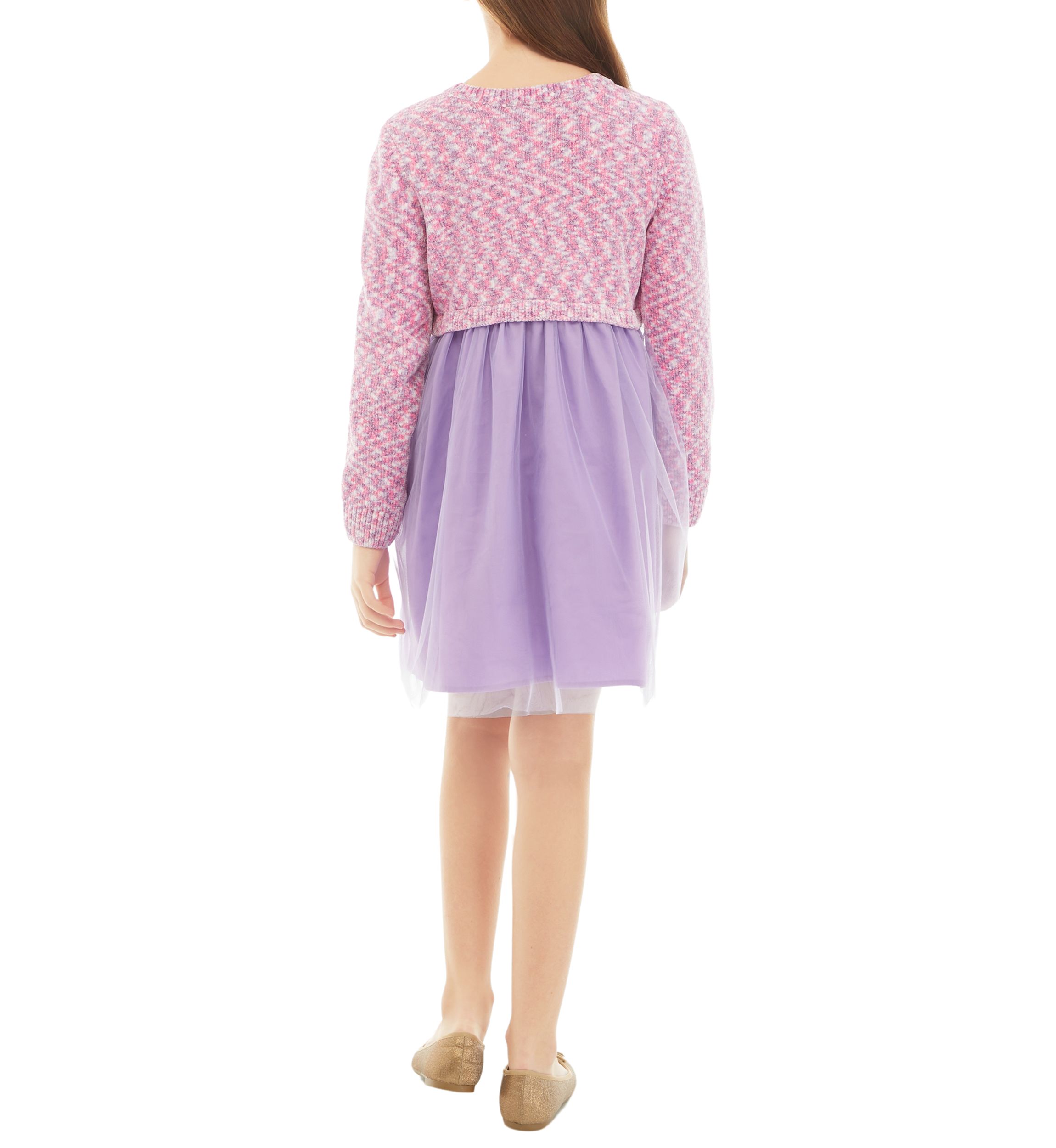 Girls 7-16 2Fer Sweater Dress with Tulle Skirt