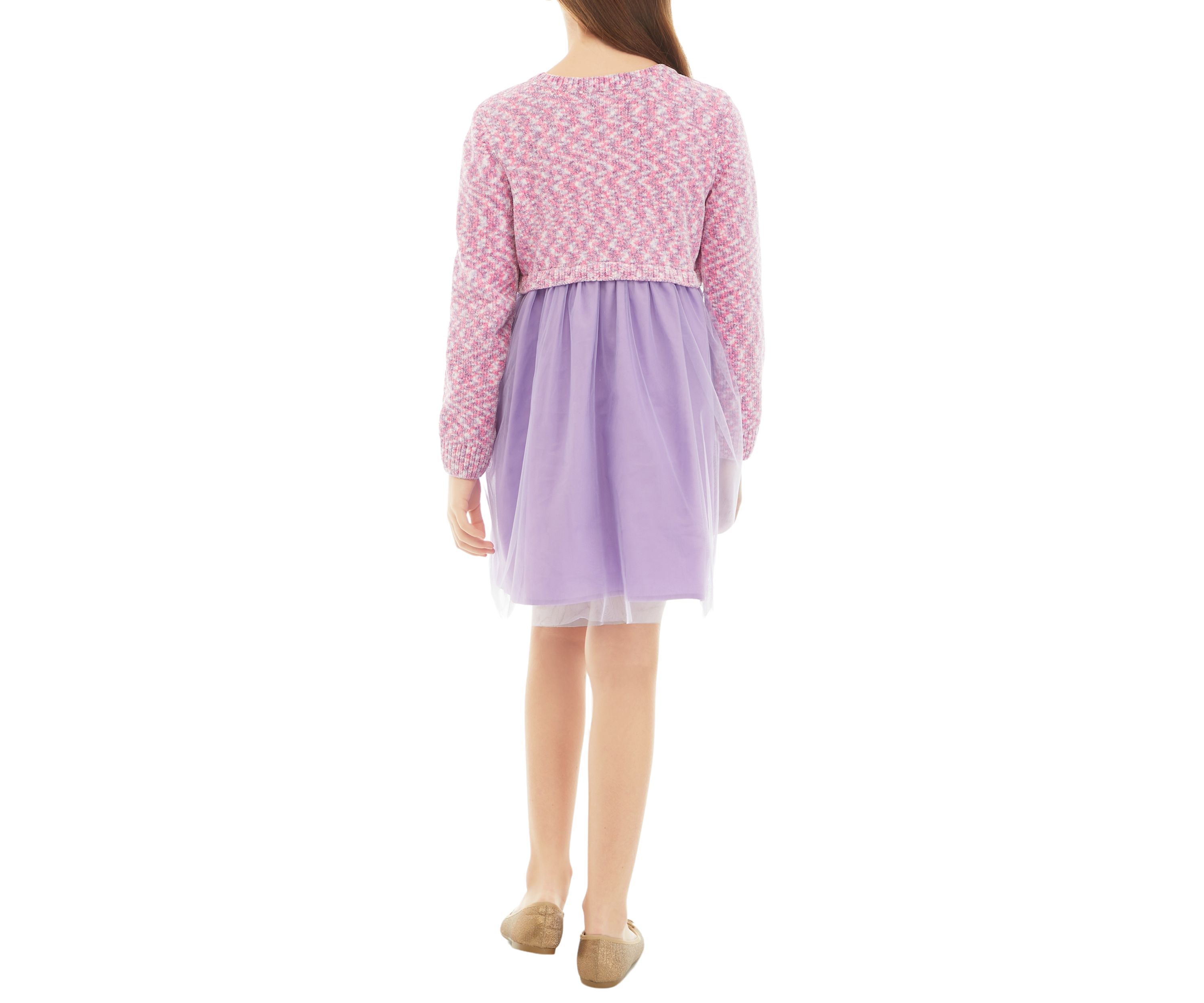 Girls 7-16 2Fer Sweater Dress with Tulle Skirt
