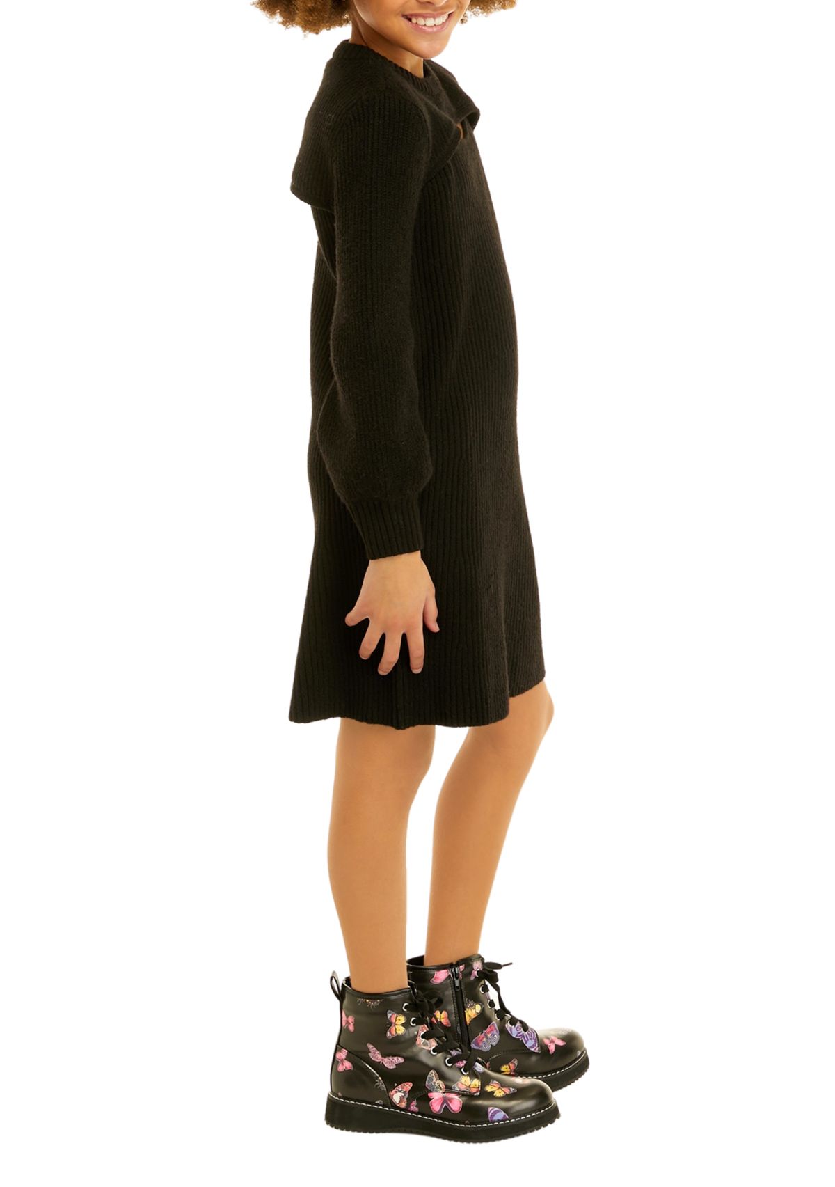 Girls 7-16 Long Sleeve Cut Out Sweater Dress