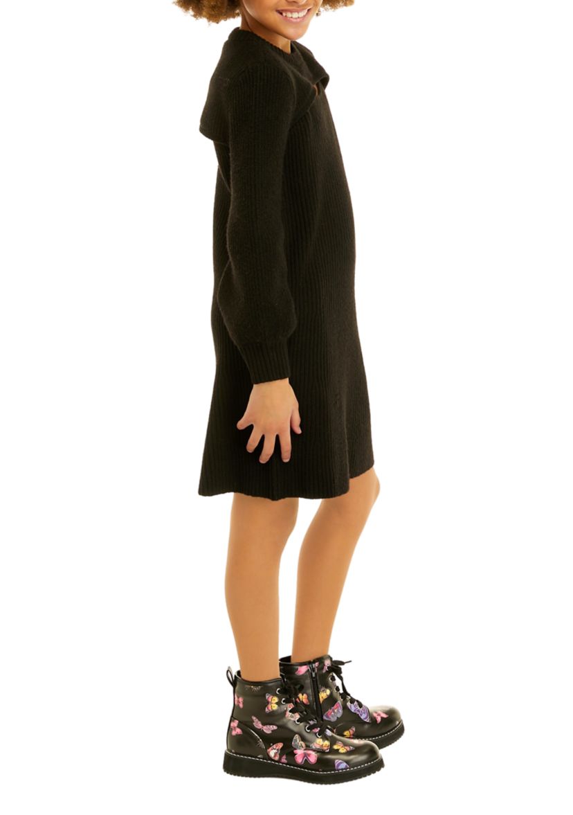 Girls 7-16 Long Sleeve Cut Out Sweater Dress