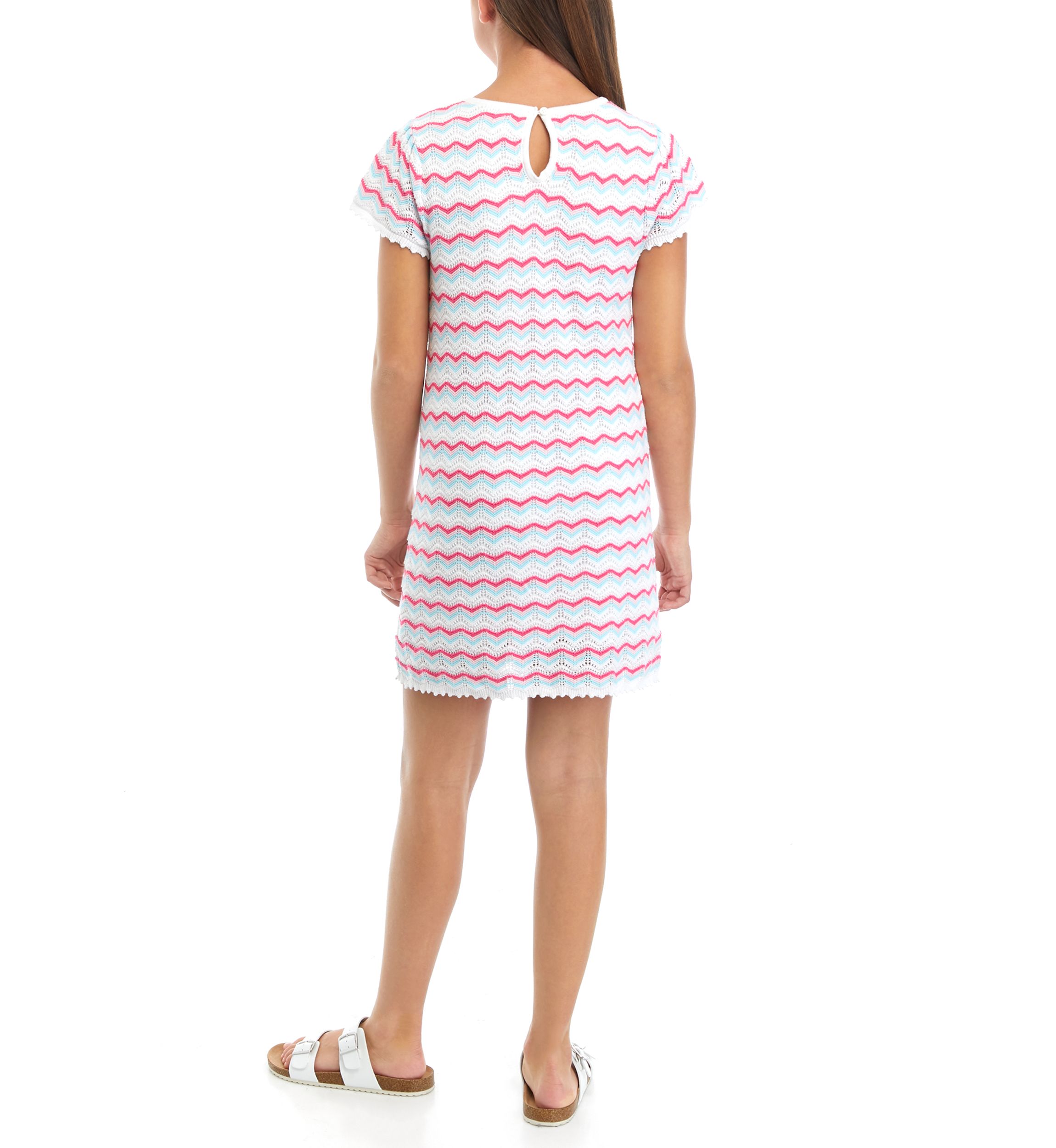 Girls 7-16 Short Sleeve Crochet Dress
