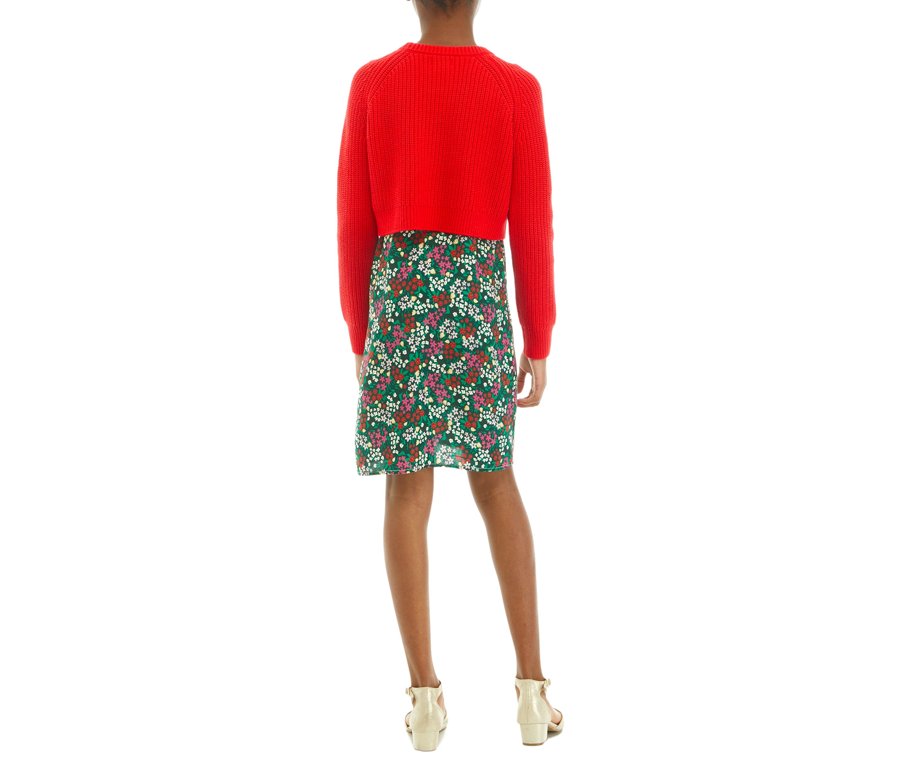 Girls 7-16 2Fer Woven Sweater Dress