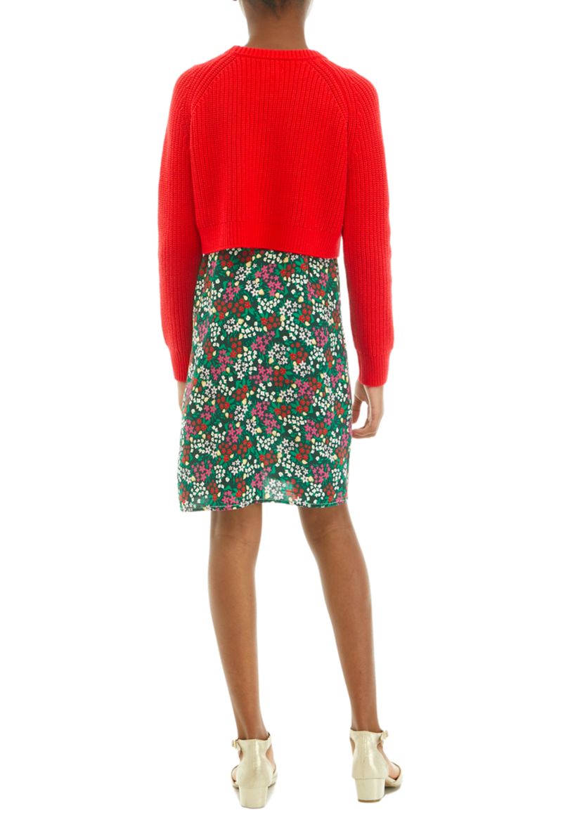Girls 7-16 2Fer Woven Sweater Dress