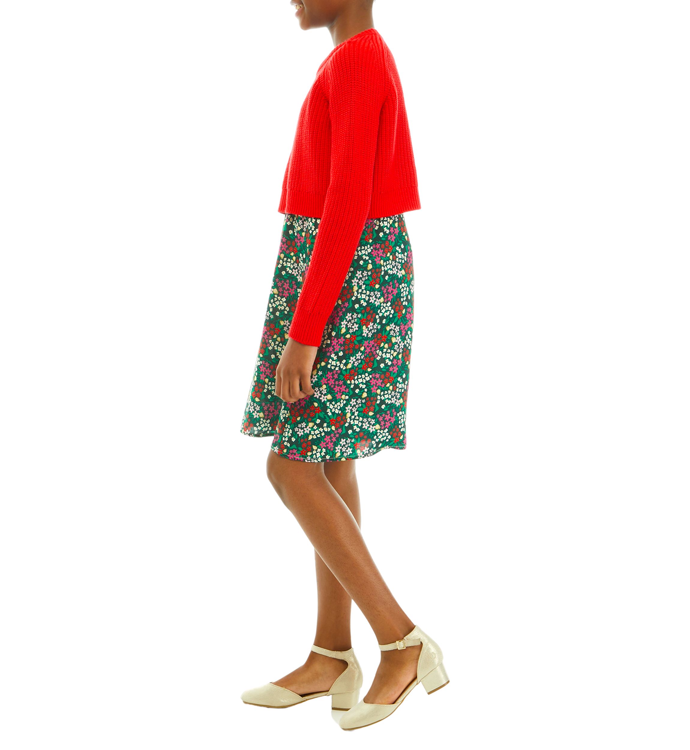 Girls 7-16 2Fer Woven Sweater Dress