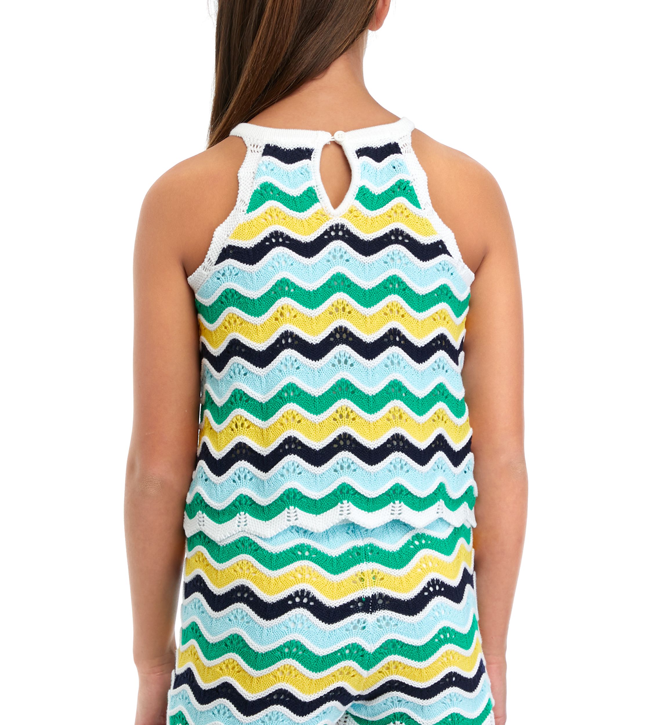 Girls 7-16 Sleeveless Halter Neck Crochet Tank Top