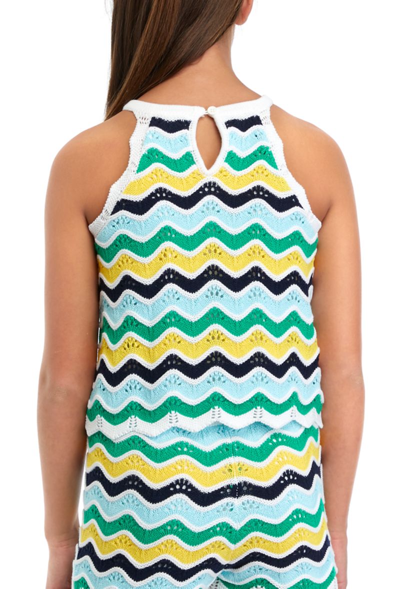 Girls 7-16 Sleeveless Halter Neck Crochet Tank Top