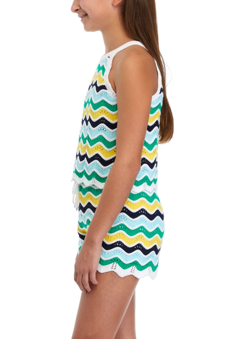 Girls 7-16 Sleeveless Halter Neck Crochet Tank Top