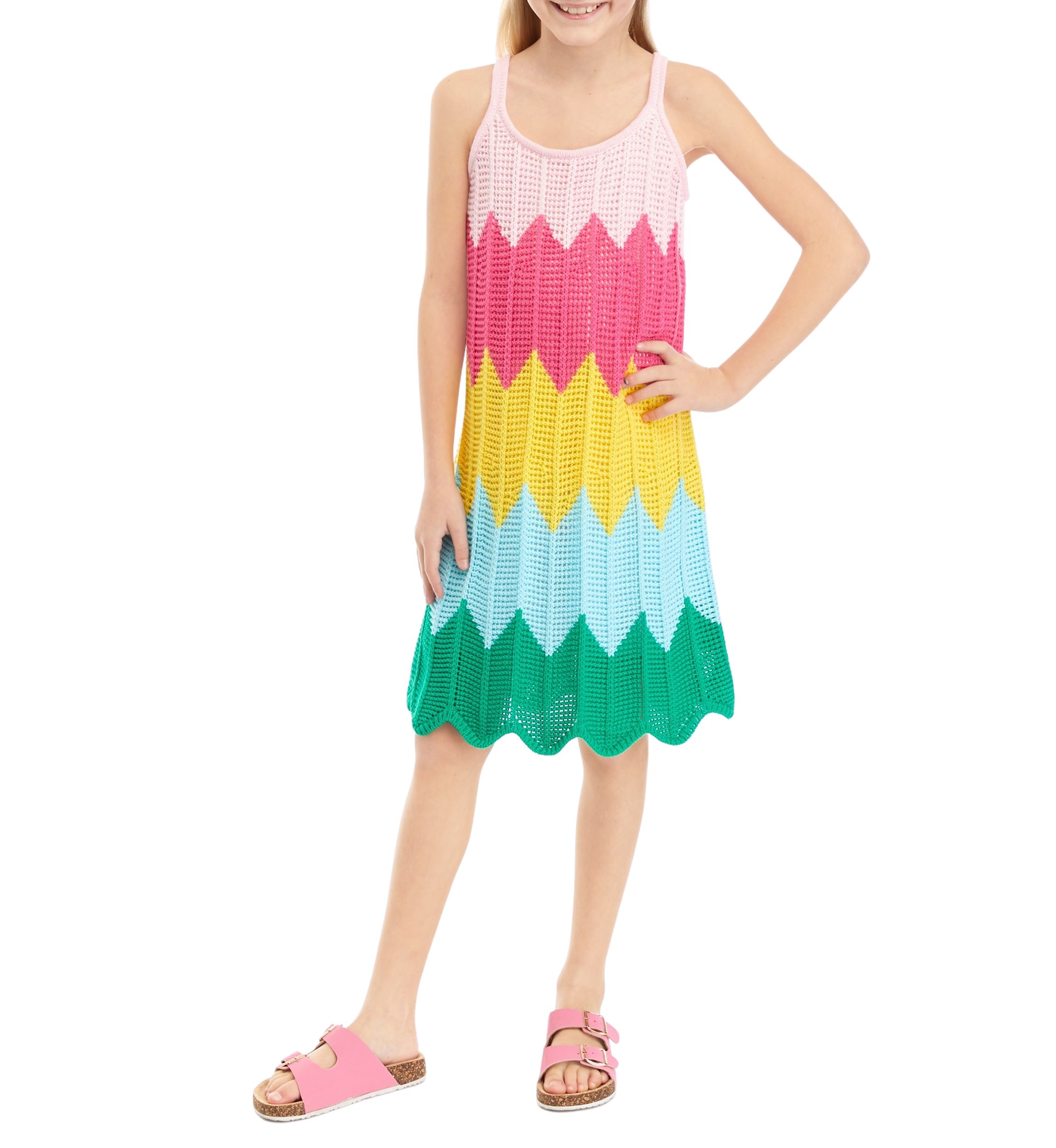 Girls 7-16 Sleeveless Crochet Dress