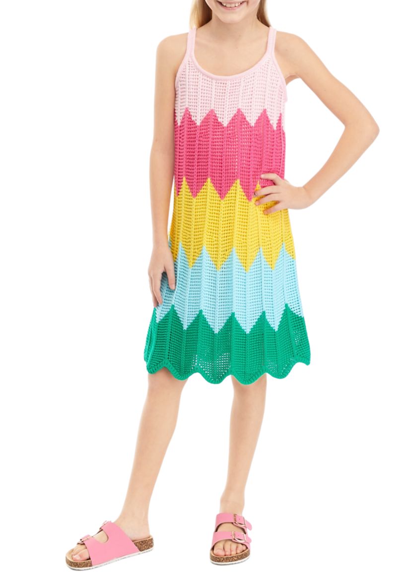 Girls 7-16 Sleeveless Crochet Dress