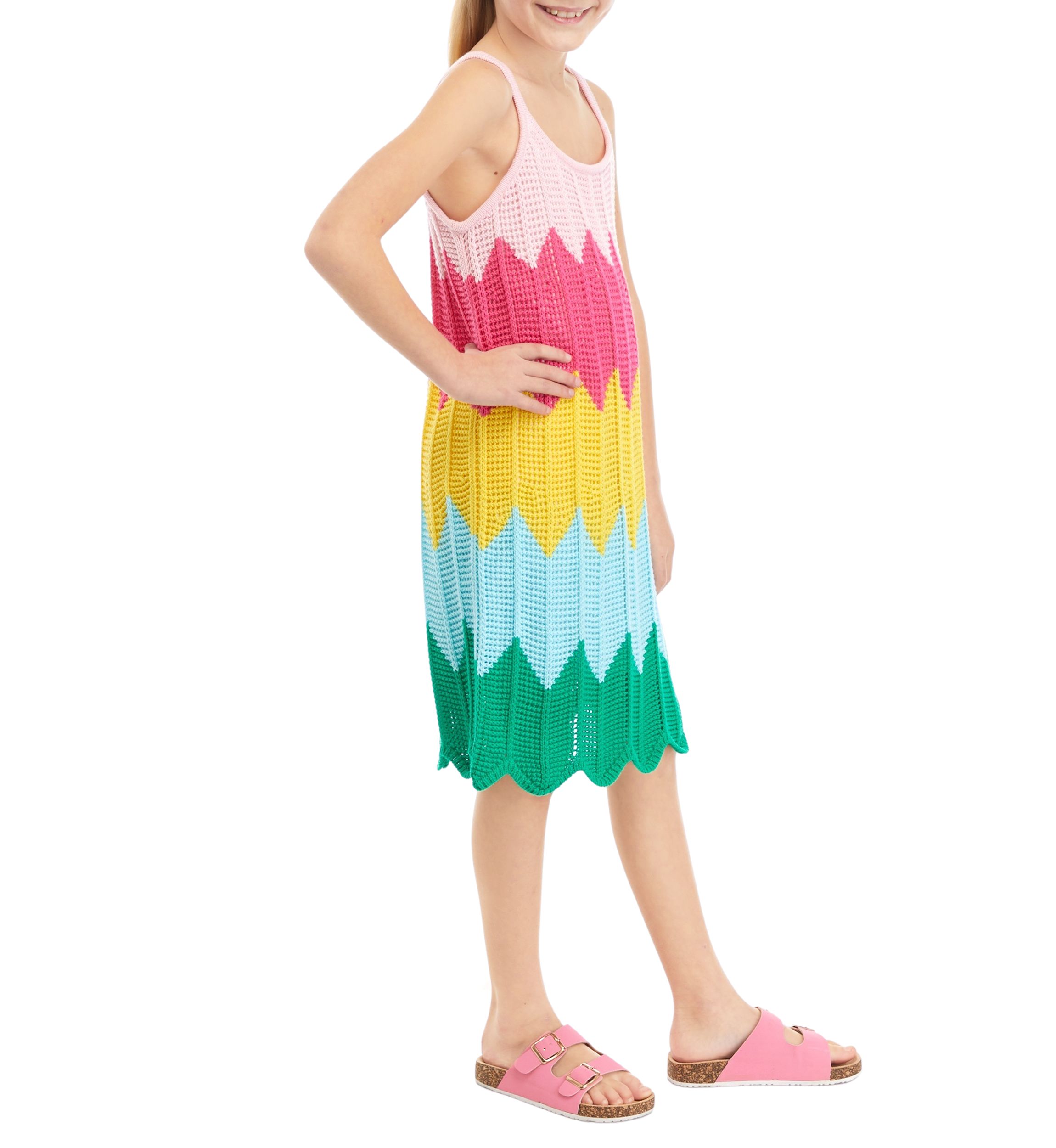 Girls 7-16 Sleeveless Crochet Dress