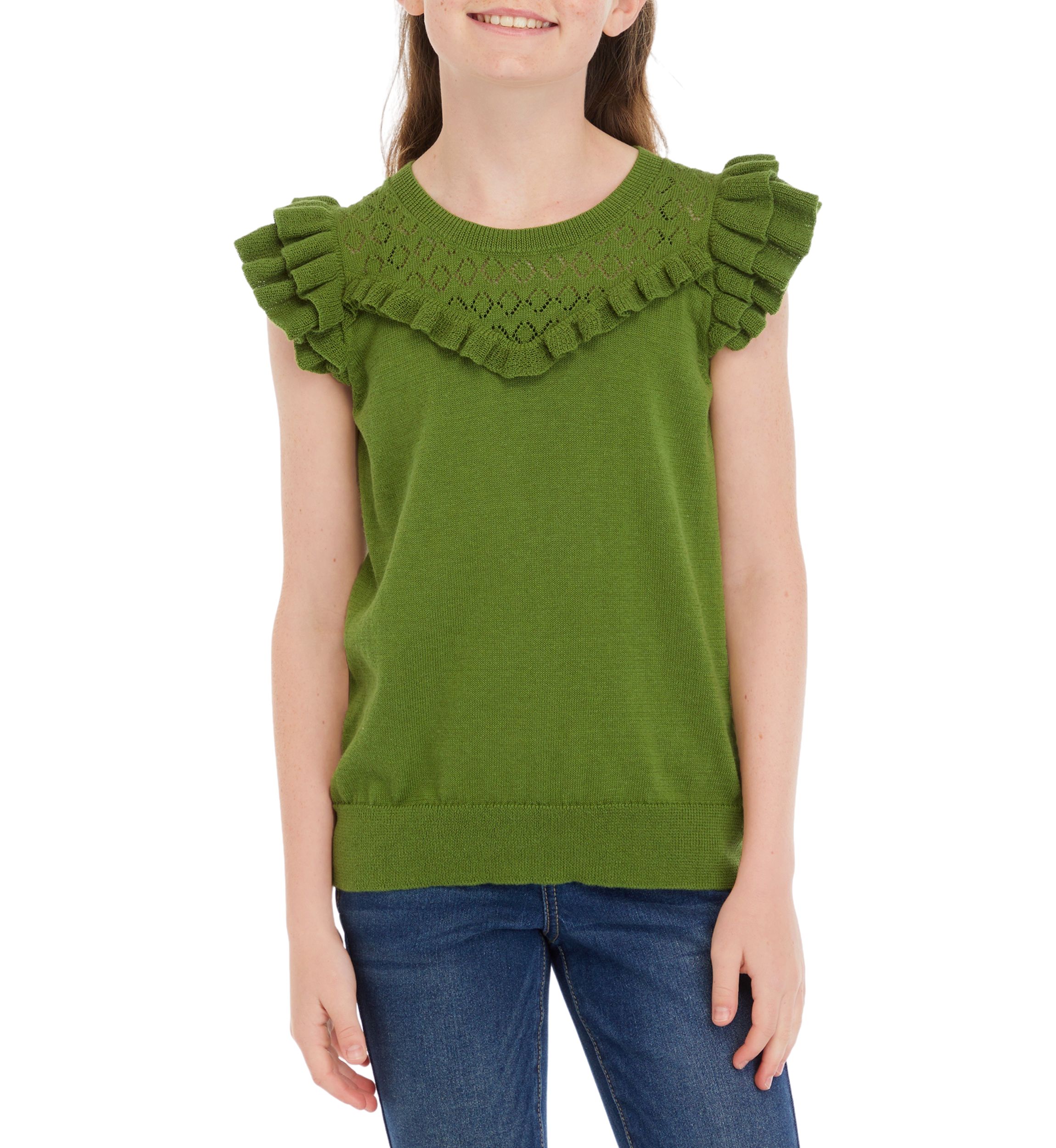 Girls 7-16 Ruffle Sweater Knit Top