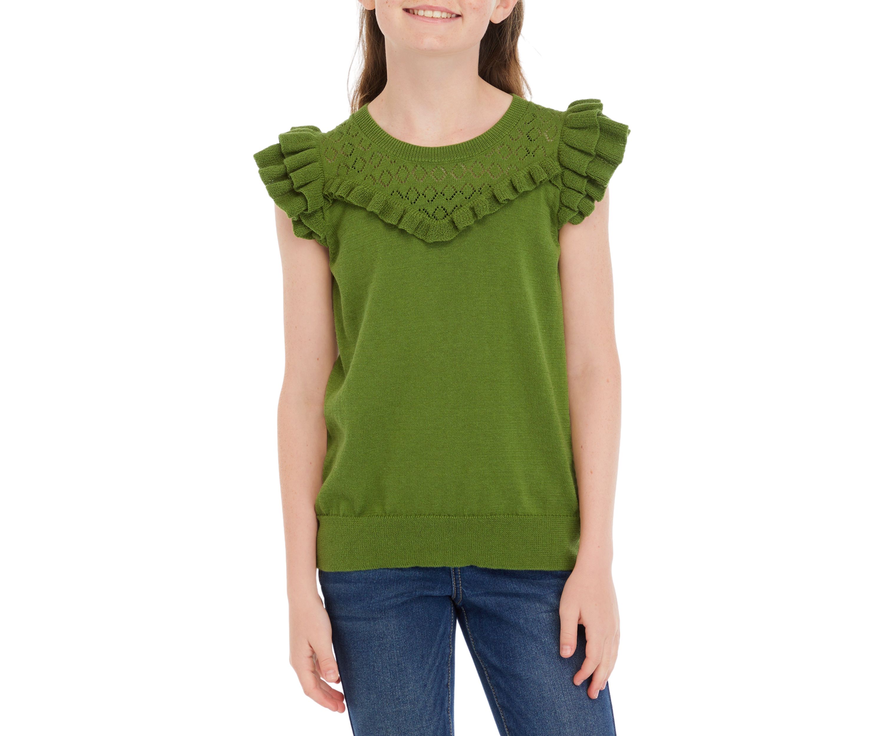 Girls 7-16 Ruffle Sweater Knit Top