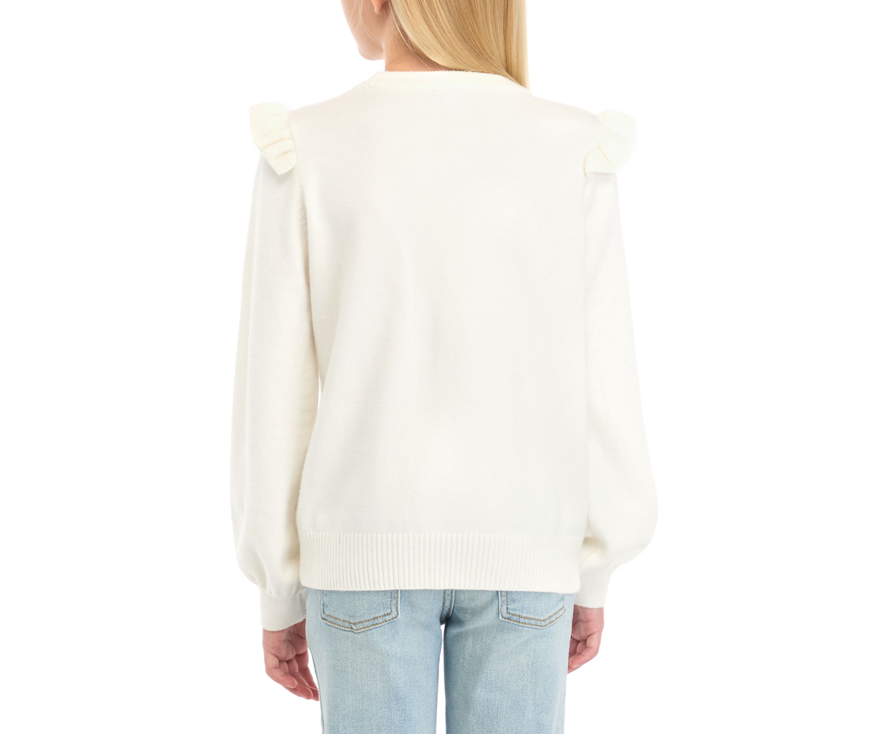 Girls 7-16 Butterfly Graphic Ruffle  Sweater
