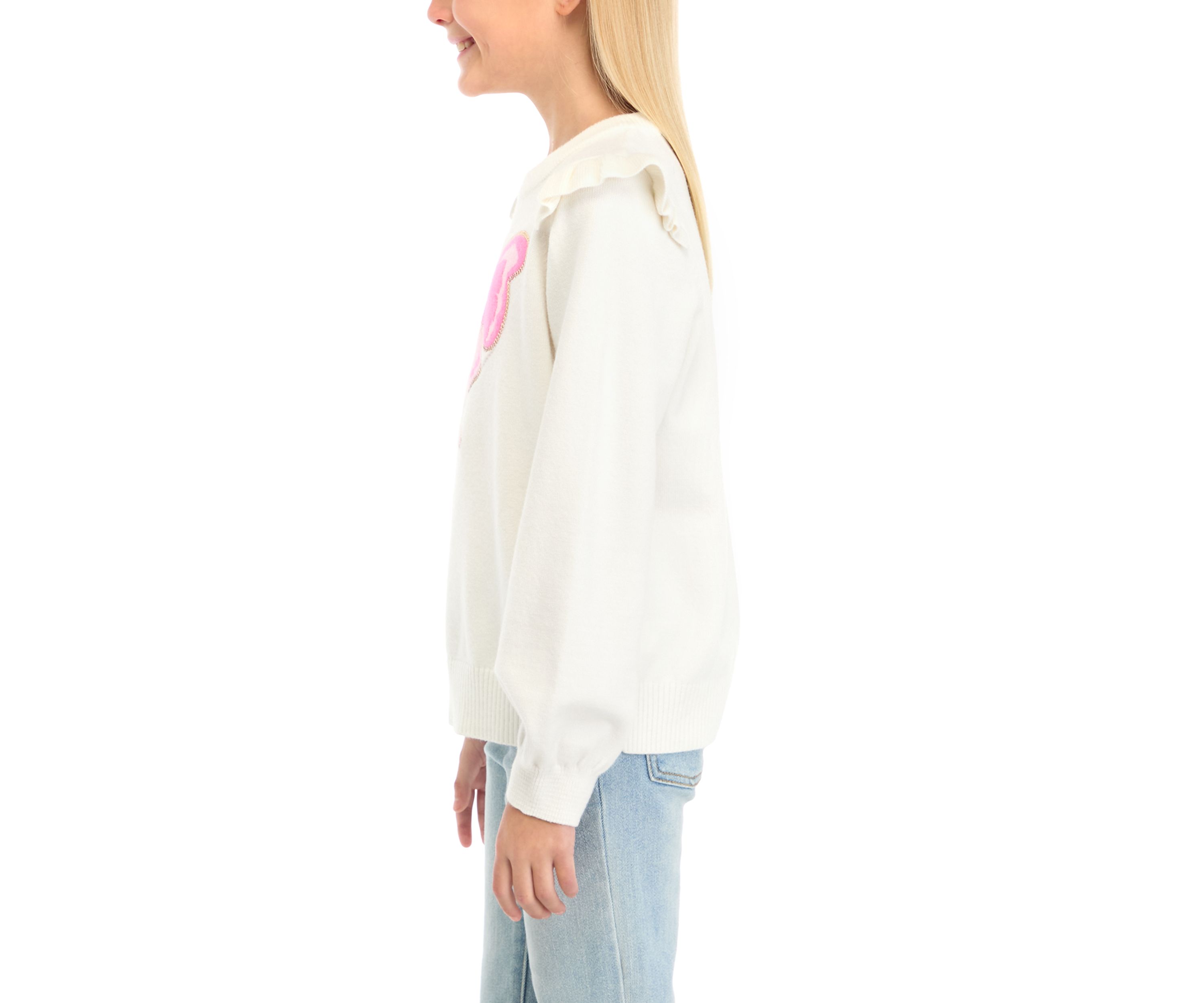 Girls 7-16 Butterfly Graphic Ruffle  Sweater