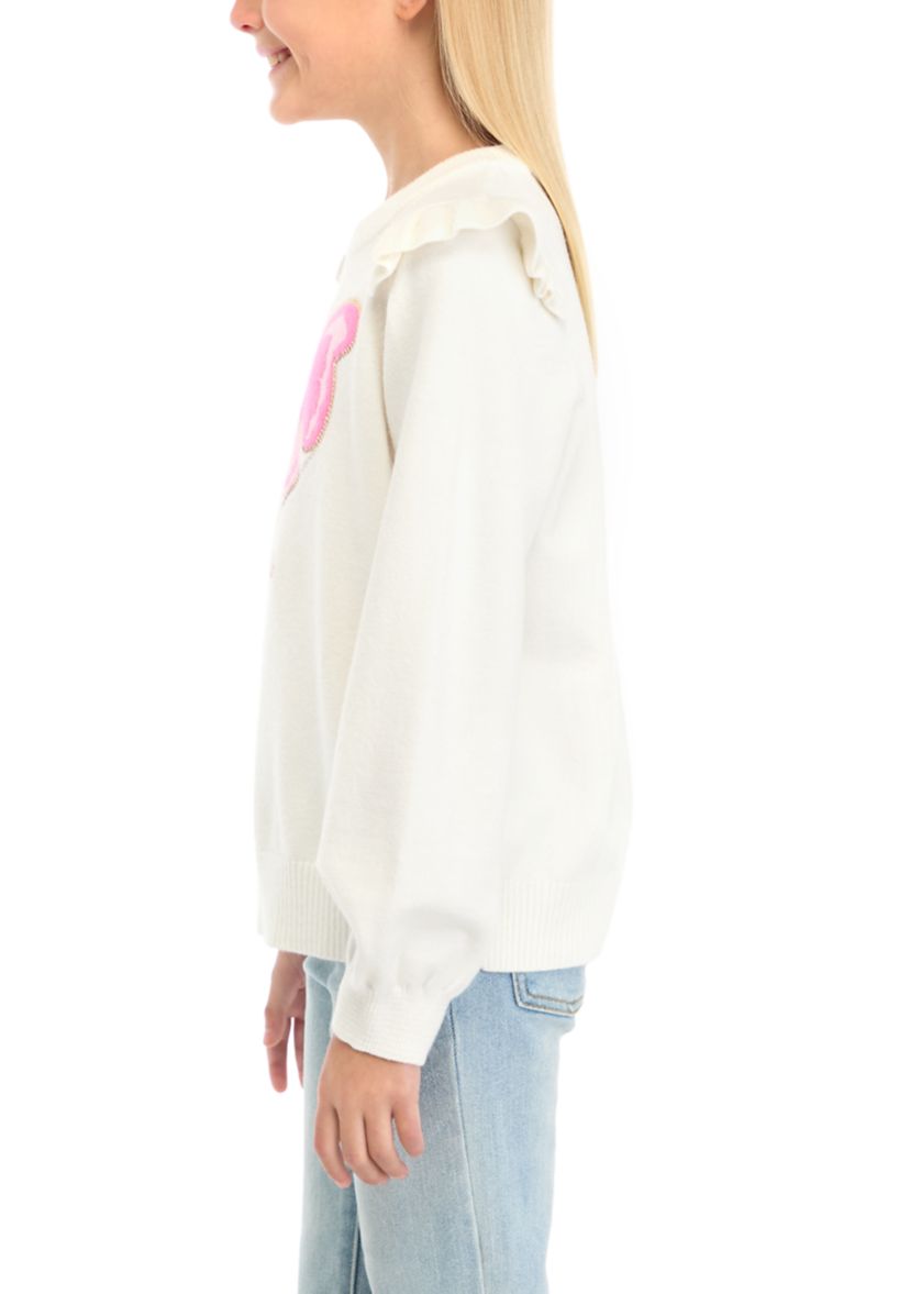 Girls 7-16 Butterfly Graphic Ruffle  Sweater