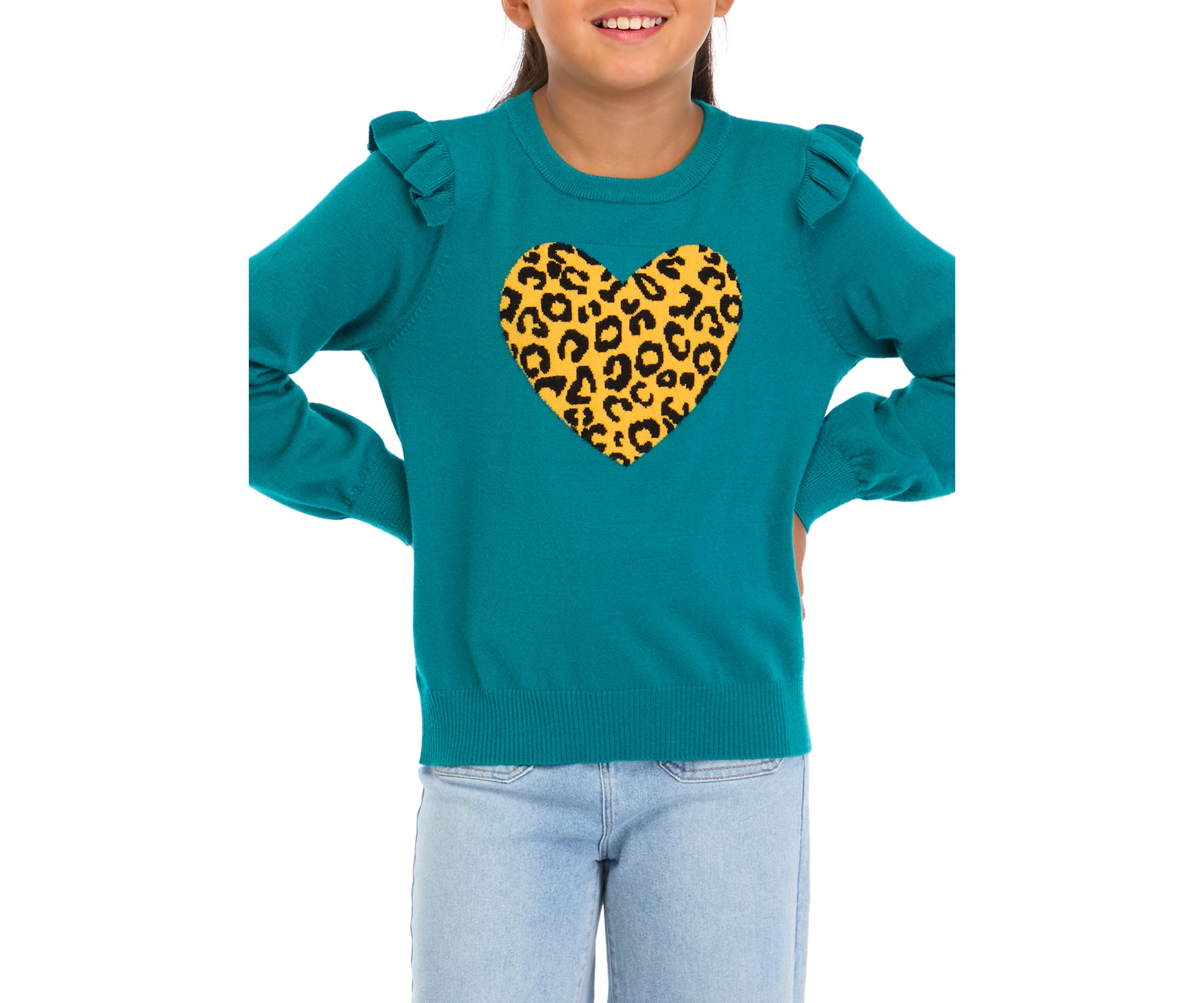Girls 7-16 Graphic Ruffle Sweater