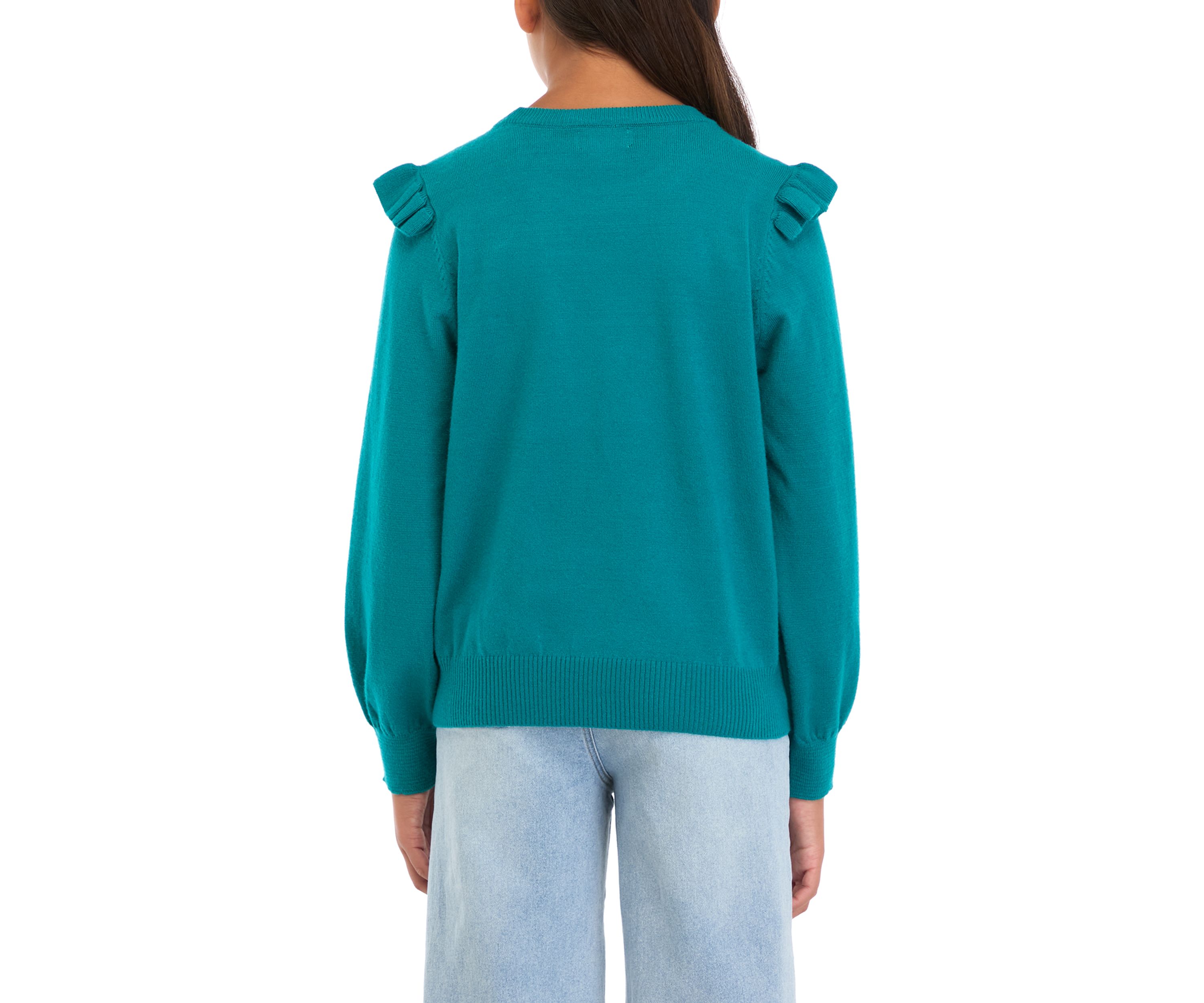 Girls 7-16 Graphic Ruffle Sweater