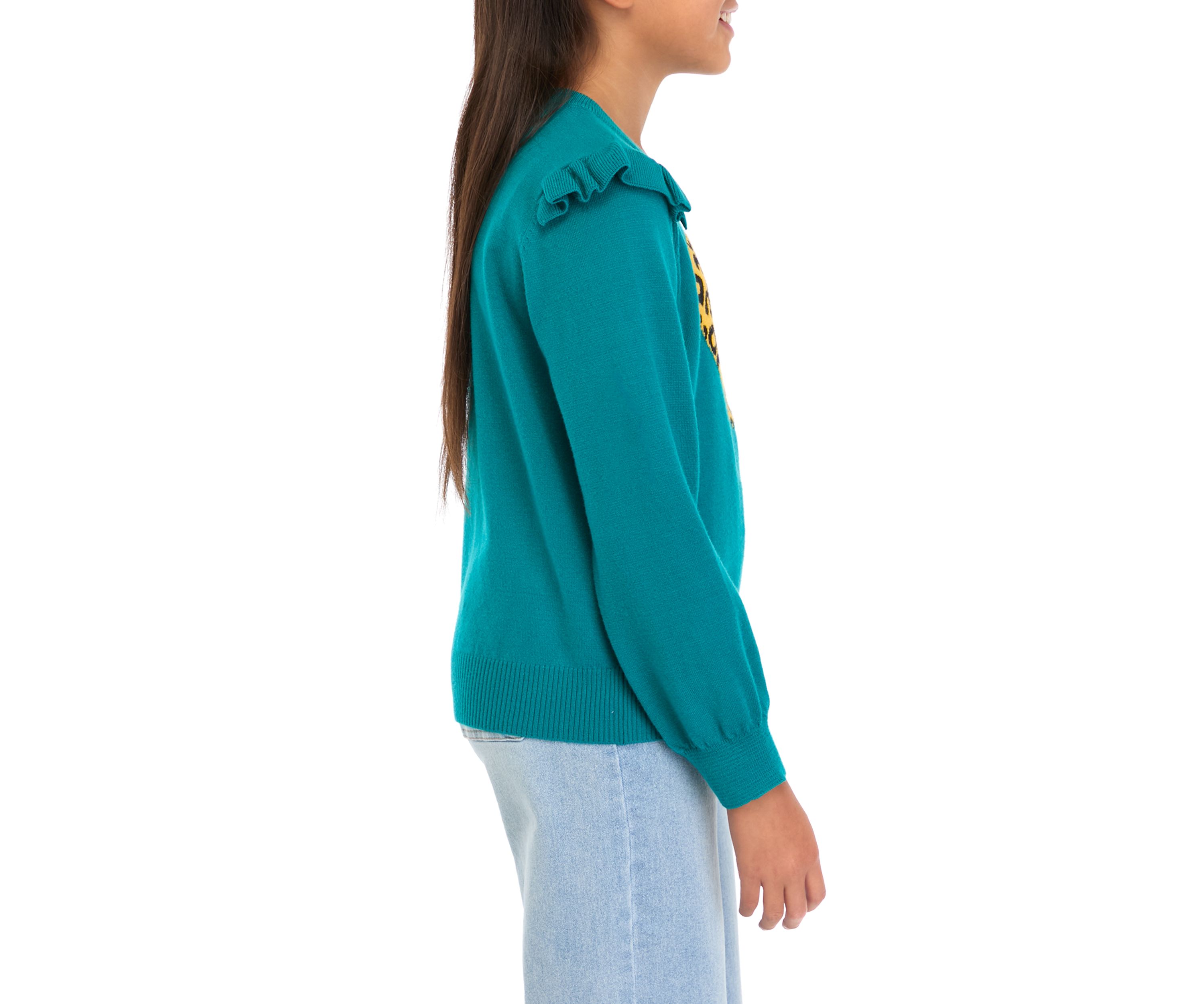 Girls 7-16 Graphic Ruffle Sweater