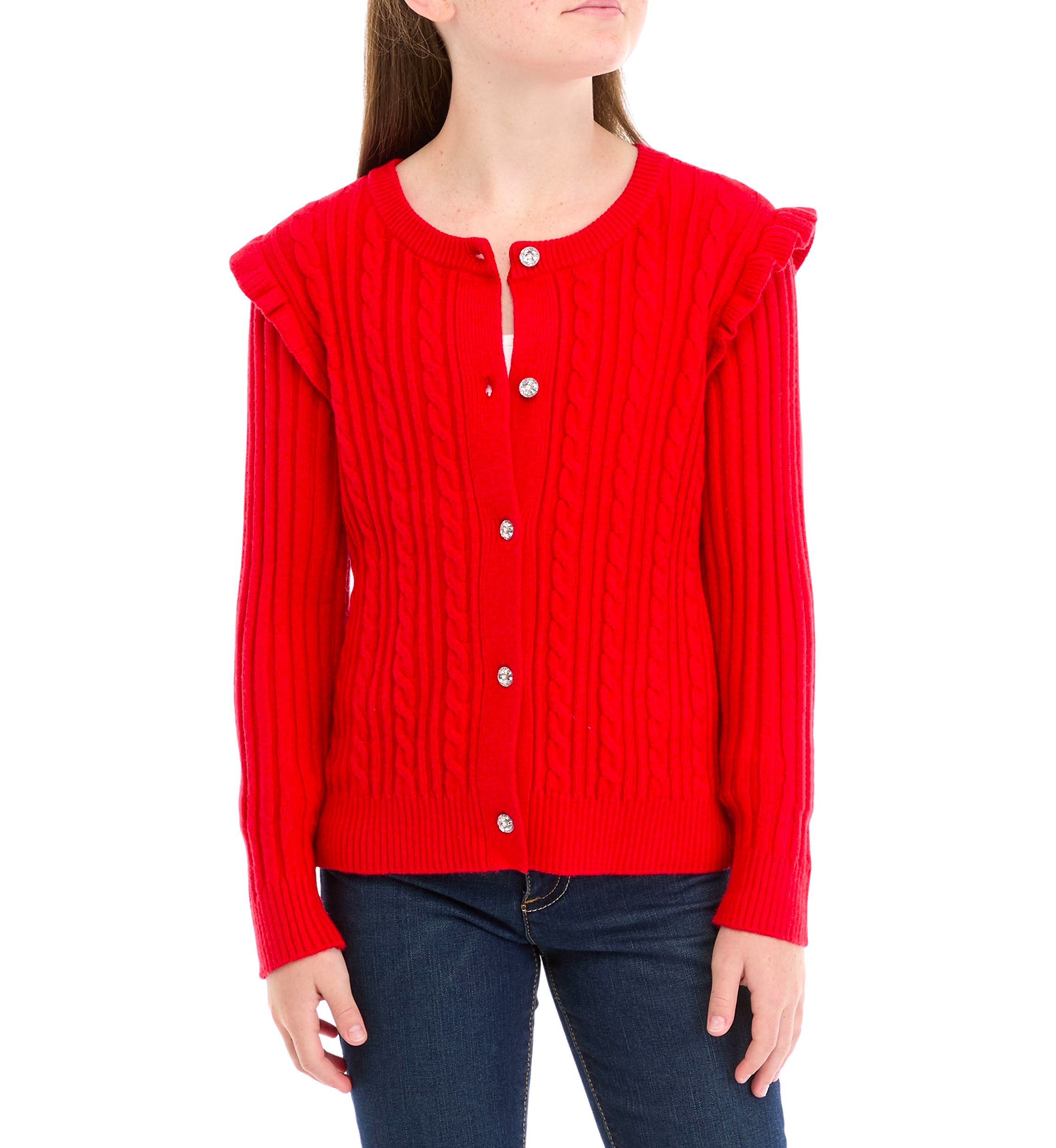 Girls 7-16 Cable Knit Cardigan