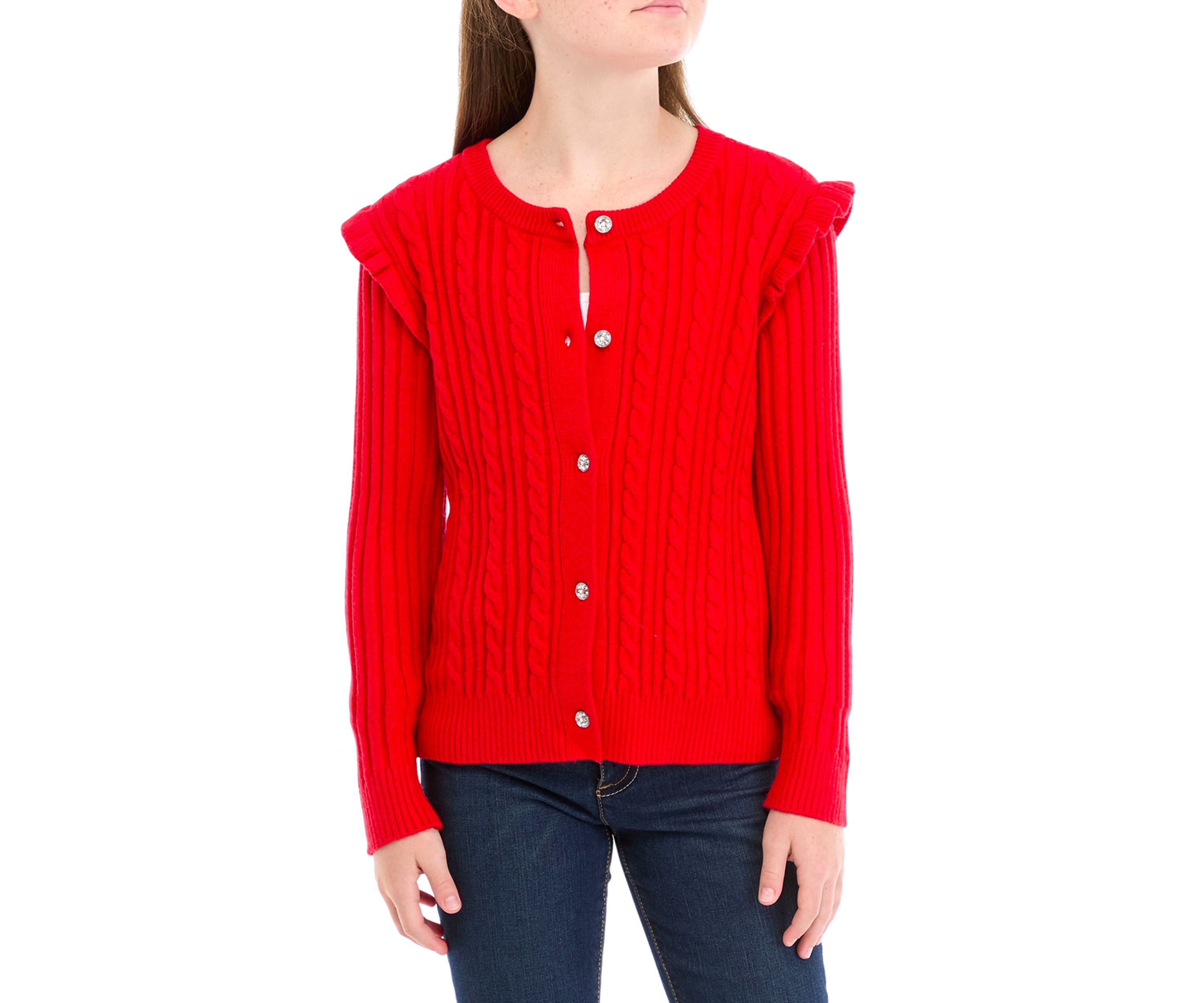 Girls 7-16 Cable Knit Cardigan