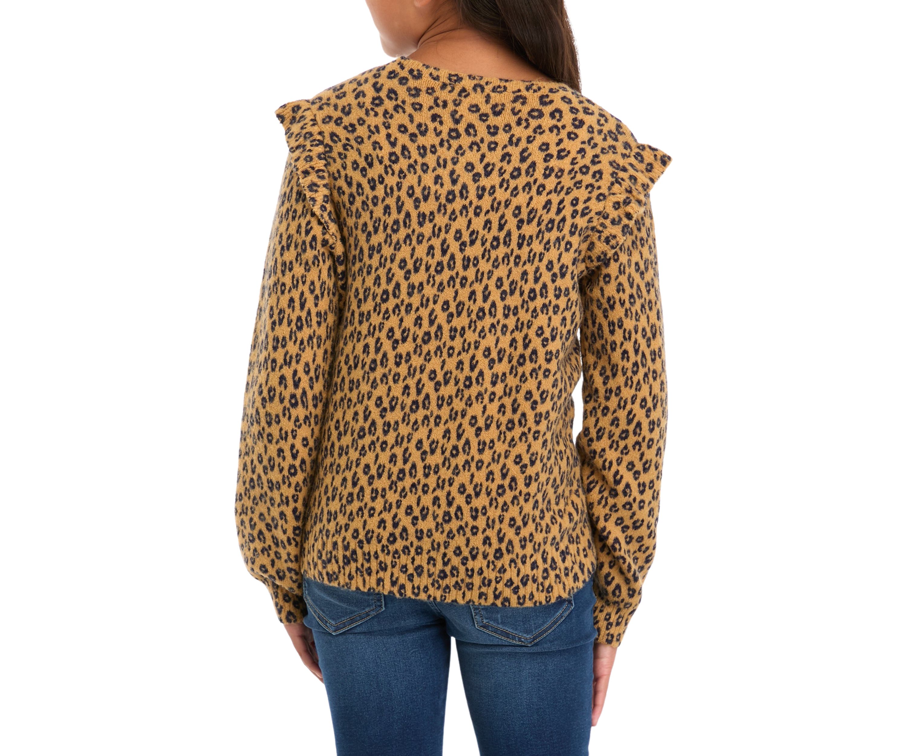 Girls 7-16 Printed Ruffle Sweater