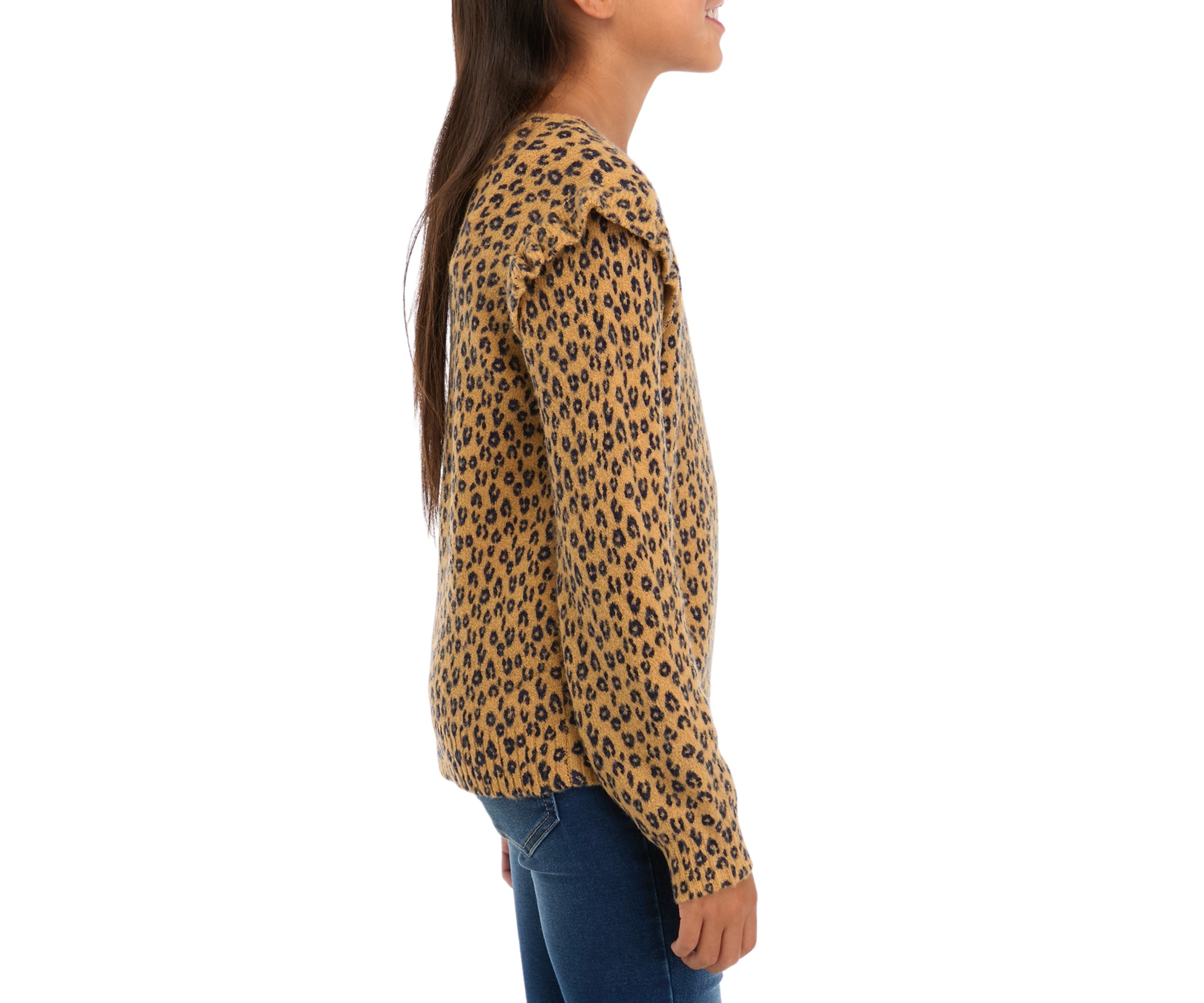 Girls 7-16 Printed Ruffle Sweater