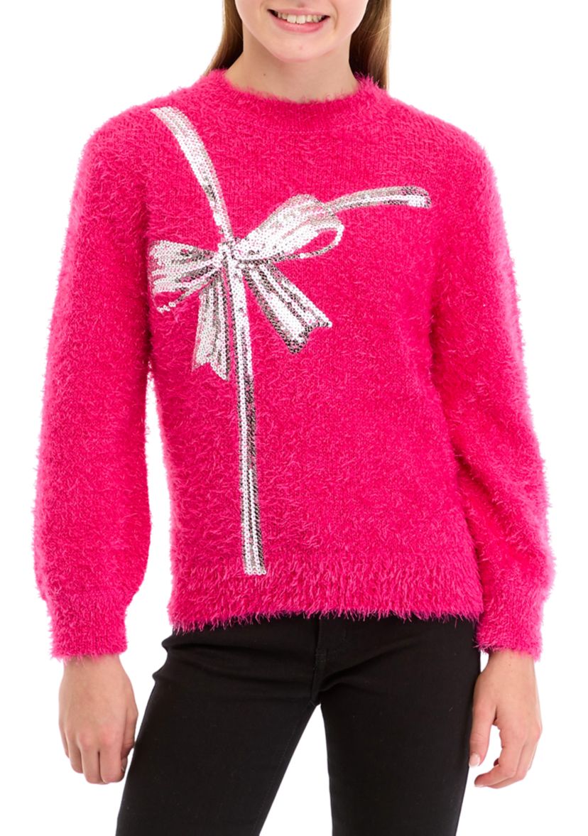 Girls 7-16 Eyelash Bow Sweater