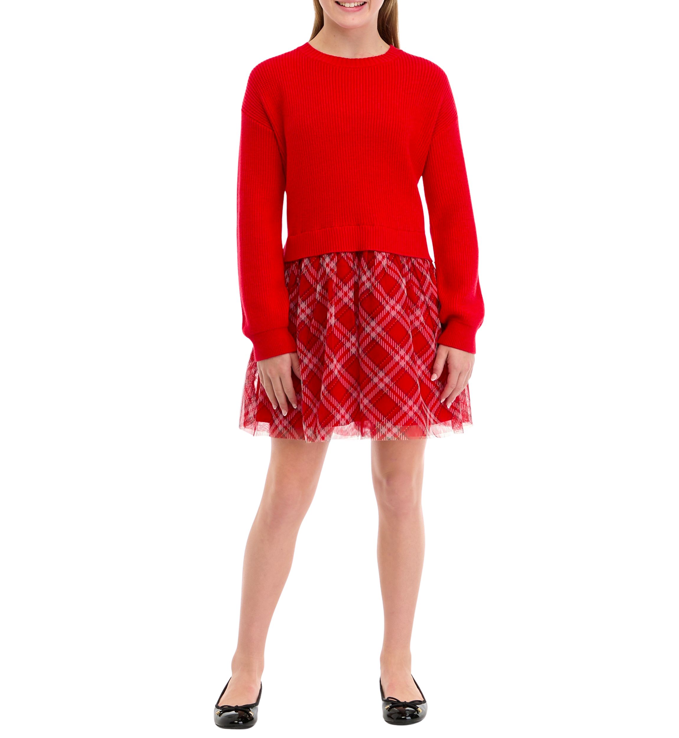 Girls 7-16 Sweater Tiered Dress