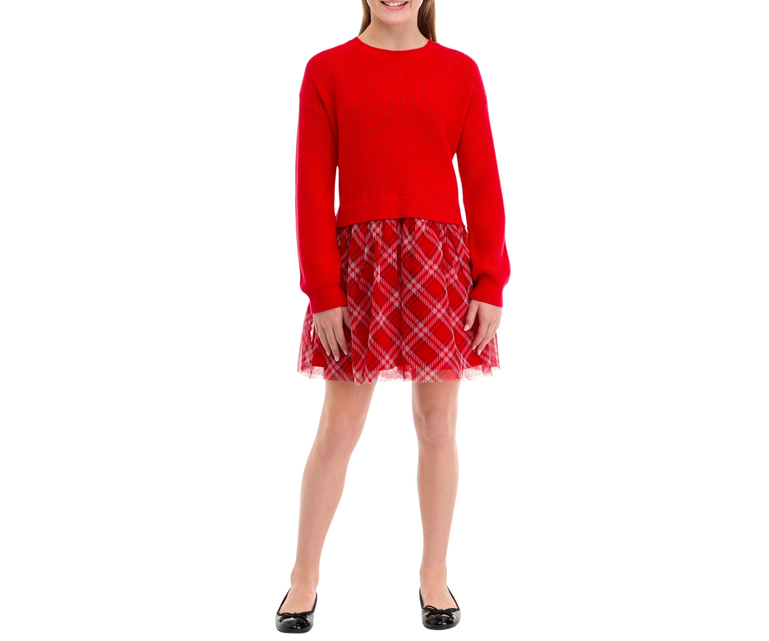 Girls 7-16 Sweater Tiered Dress