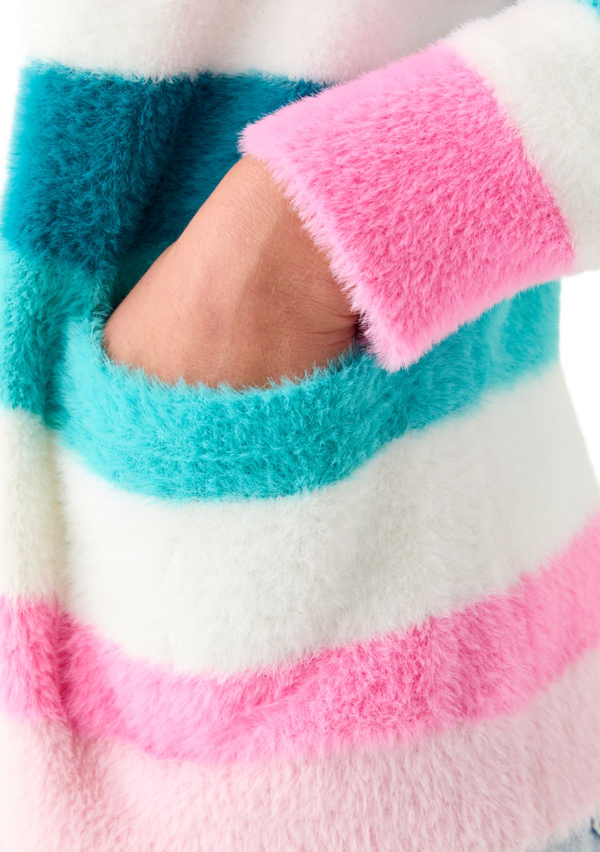 Girls 7-16 Stripped Combo Long Sleeve Cardigan