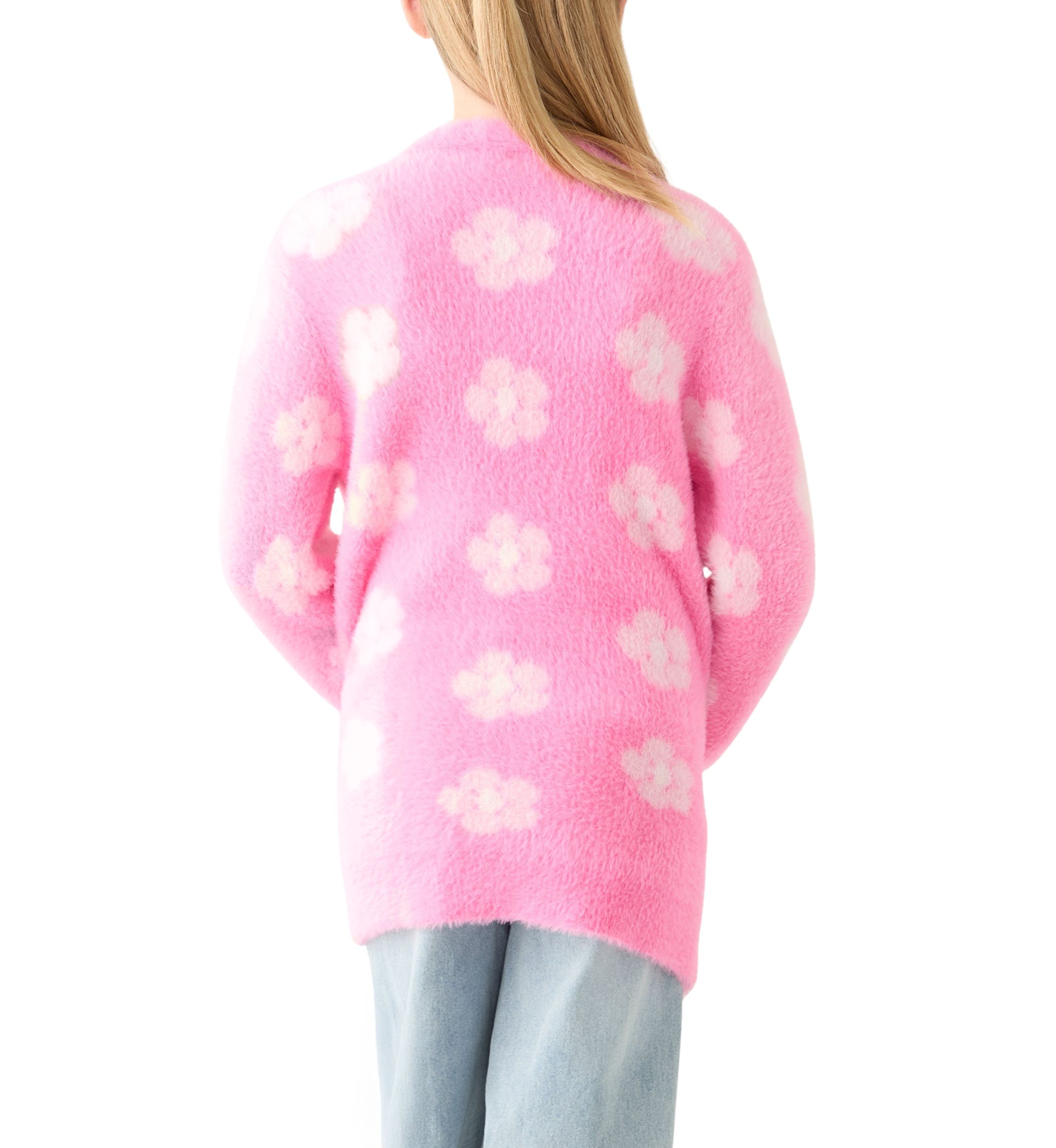Girls 7-16 Pink Floral Long Cardigan