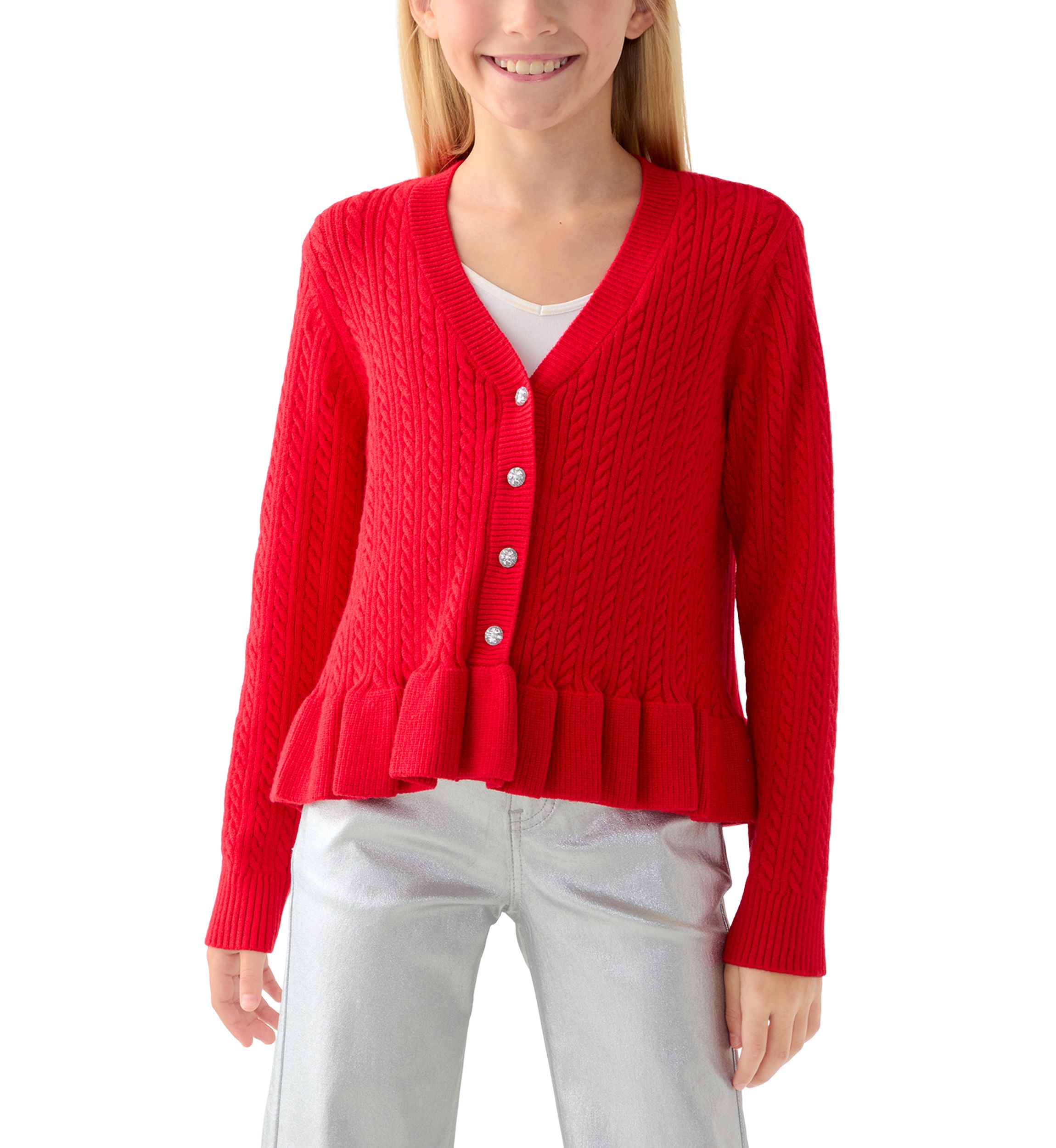 Girls 7-16 Peplum Cardigan 