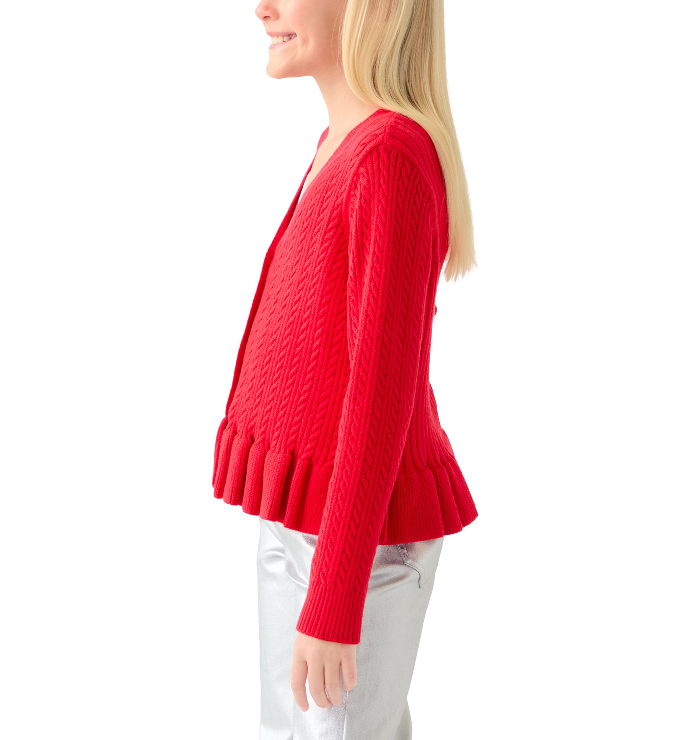 Girls 7-16 Peplum Cardigan 