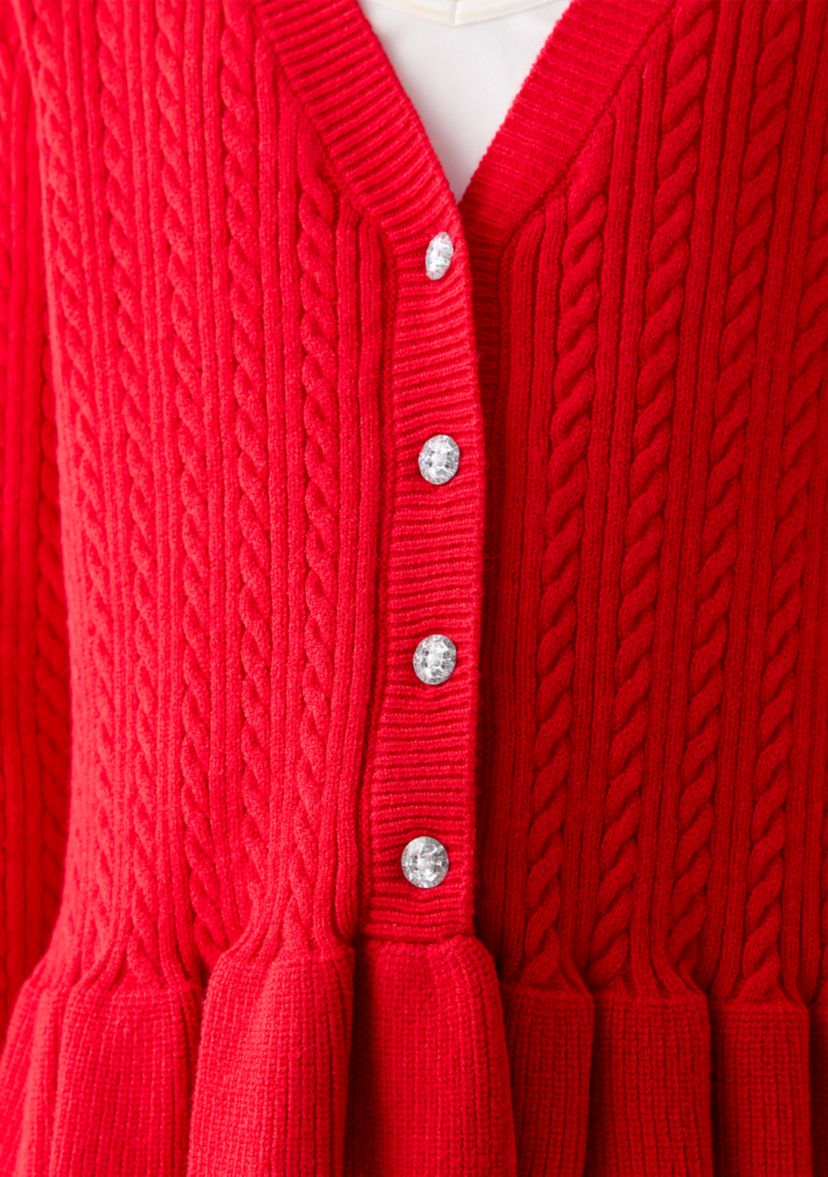 Girls 7-16 Peplum Cardigan 