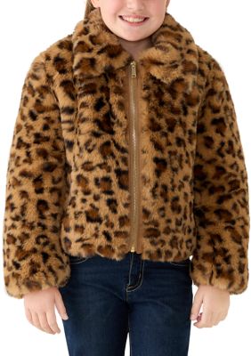 Crown & Ivy Girls 7-16 Animal Print Faux Fur Jacket