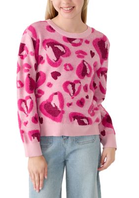 Crown & Ivy Girls 7-16 Animal Heart Sweater