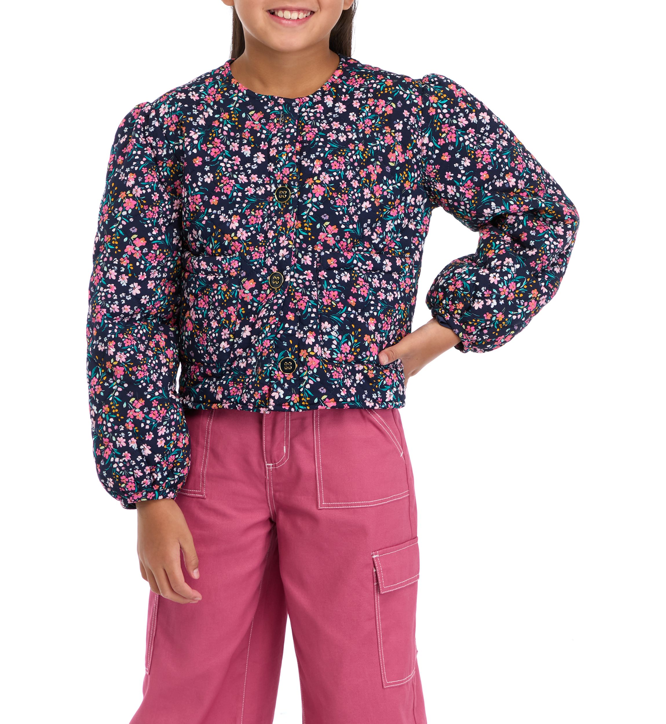 Girls 7-16 Printed Quilted Jacket 