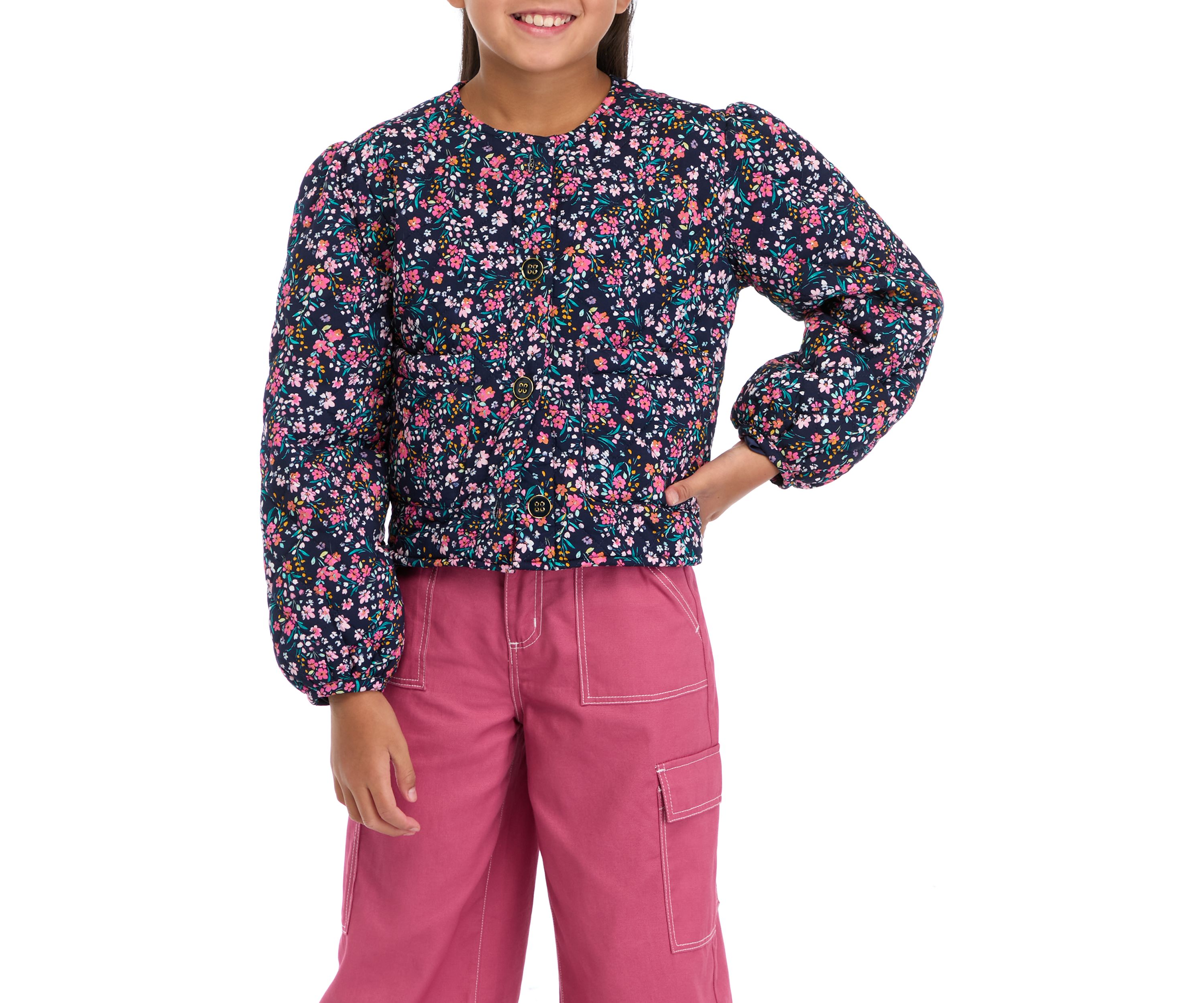 Girls 7-16 Printed Quilted Jacket 