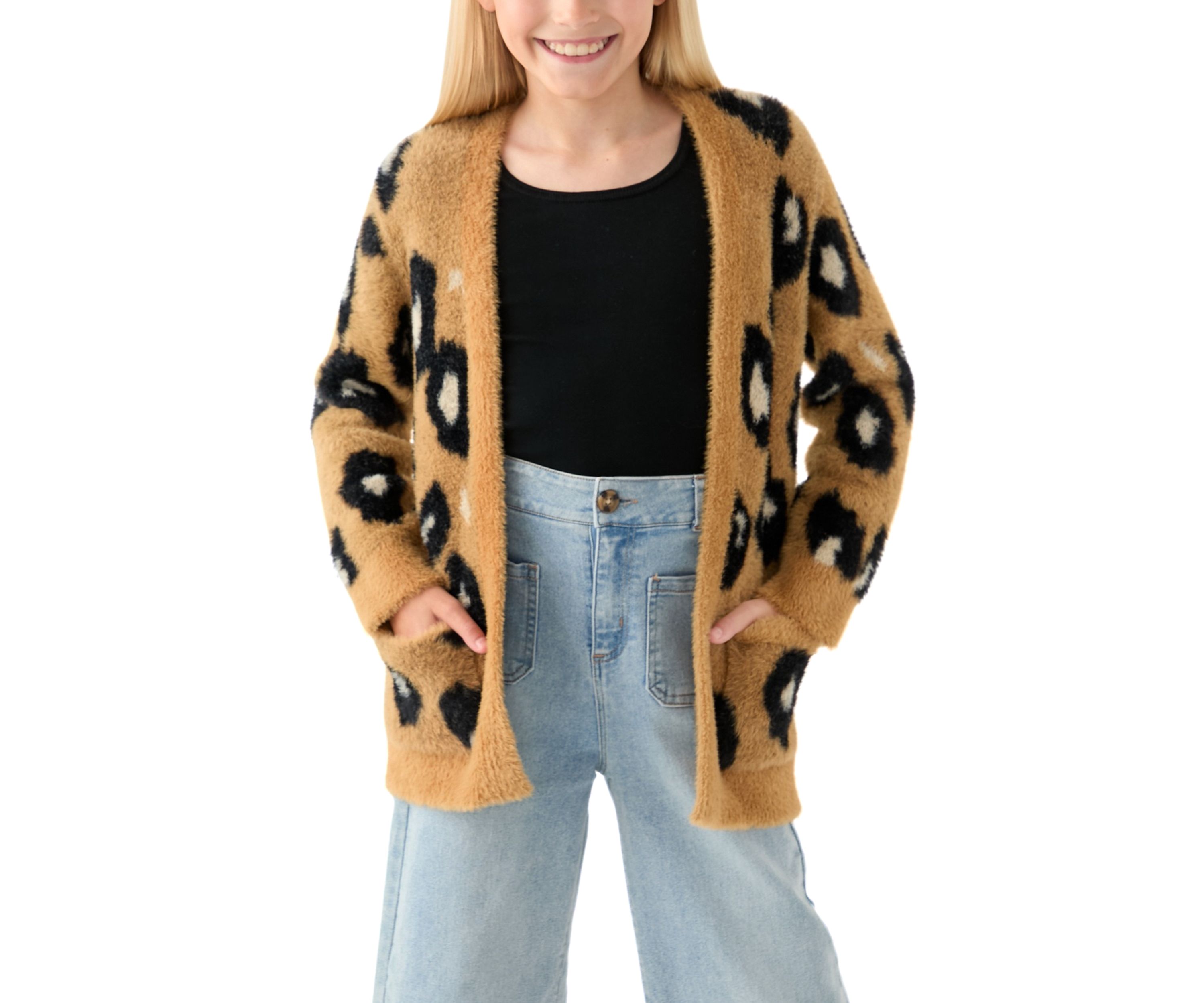 Girls 4-6x Long Animal Cardigan 