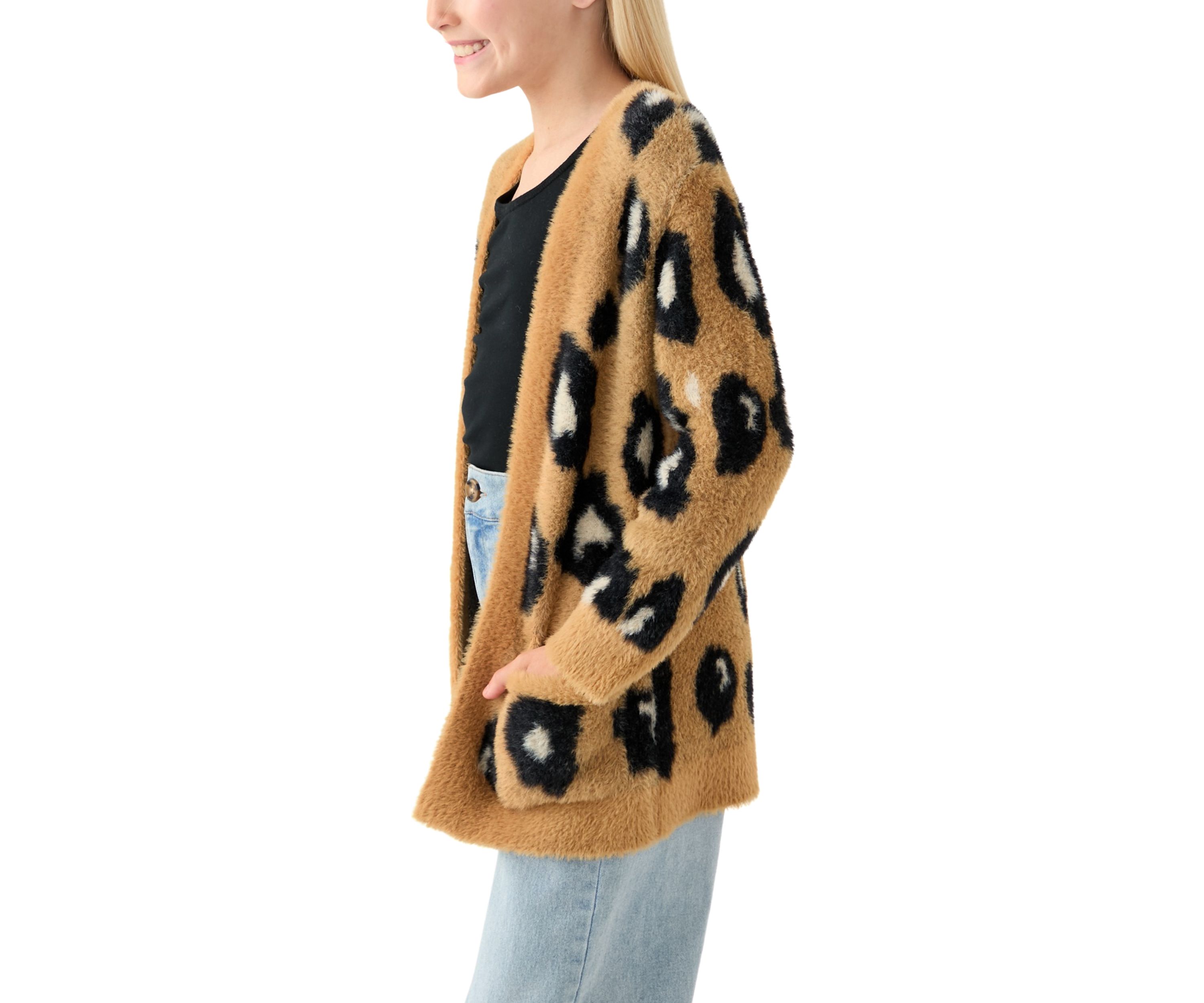 Girls 4-6x Long Animal Cardigan 