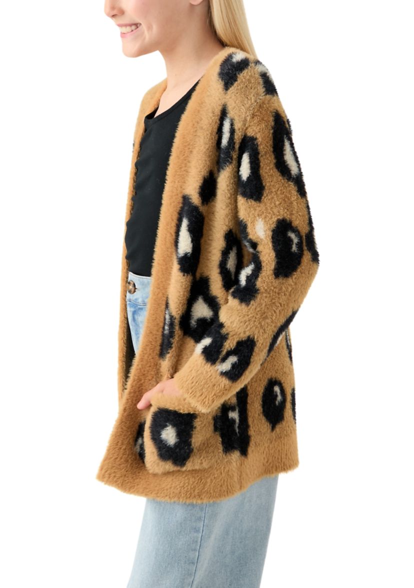 Girls 4-6x Long Animal Cardigan 